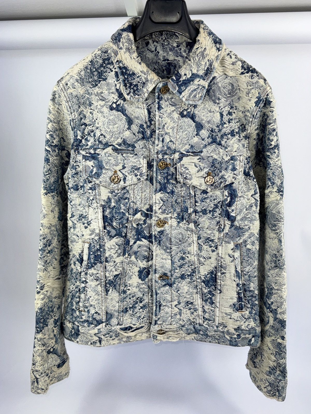 Louis Vuitton x Virgil Abloh 2022 Floral Distressed Denim Jacket Size US M / EU 48-50 / 2 - 1 Thumbnail