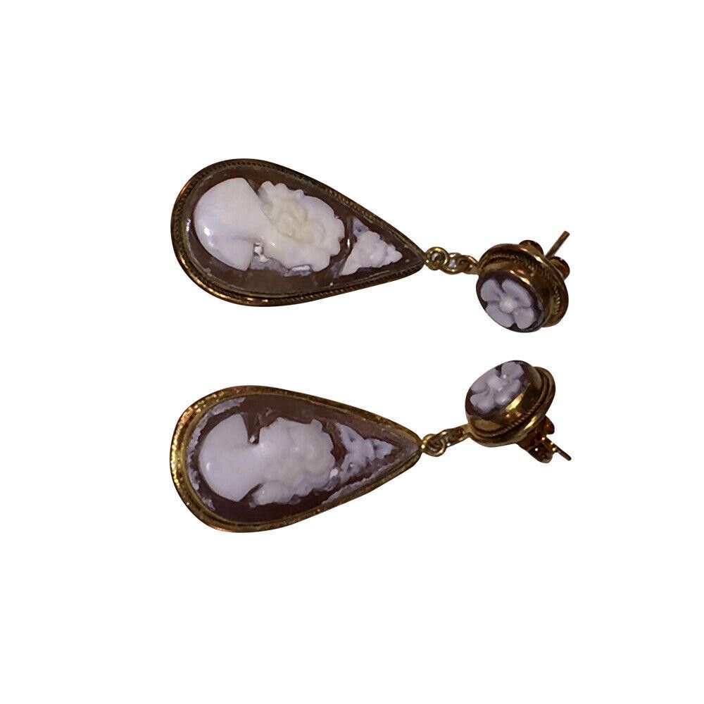 Other European Hand Carved Cameo Shell Dangle Chandelier Earrings Size ONE SIZE - 3 Thumbnail