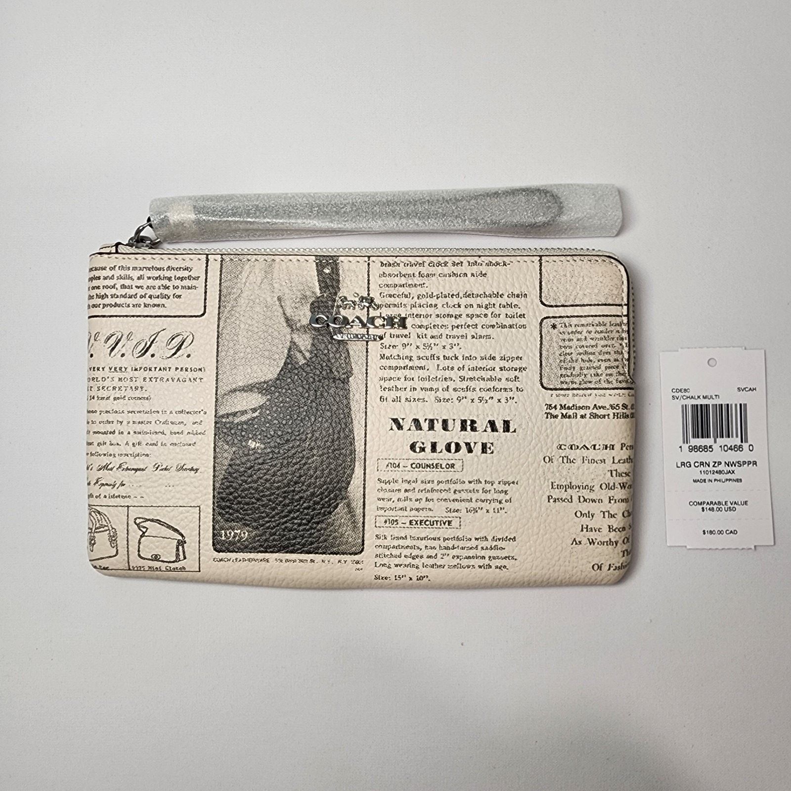 Coach NWT COACH CDE80 Large Corner Zip Wristlet Newspaper Print Size ONE SIZE - 1 Thumbnail