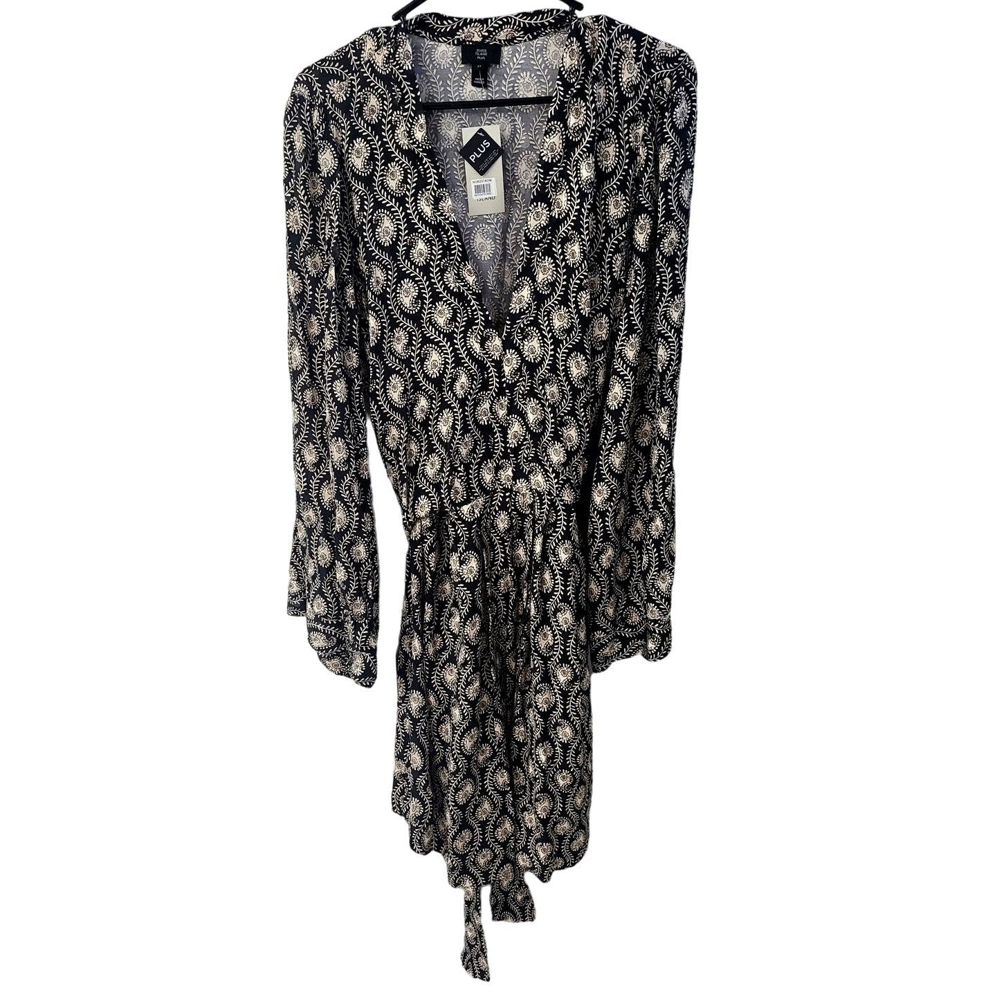 River Island River Island Bk & Tan Artizan Front Tie Long Sleeve Dress-18 Size XXL / US 16-18 / IT 52-54 - 1 Thumbnail