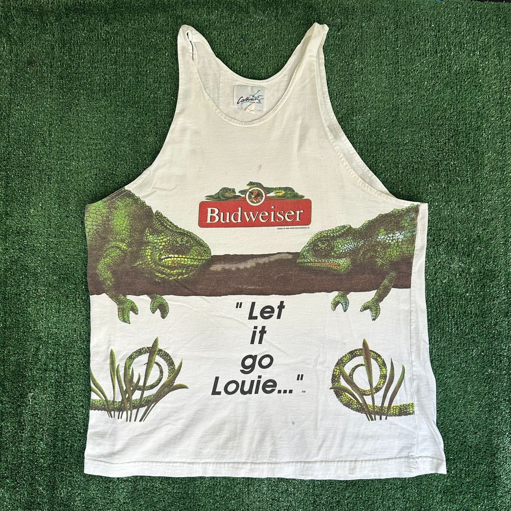 Budweiser Vintage 90s Budweiser Tank Top Funny Lizard Frog Beer Tee Size US XL / EU 56 / 4 - 1 Thumbnail