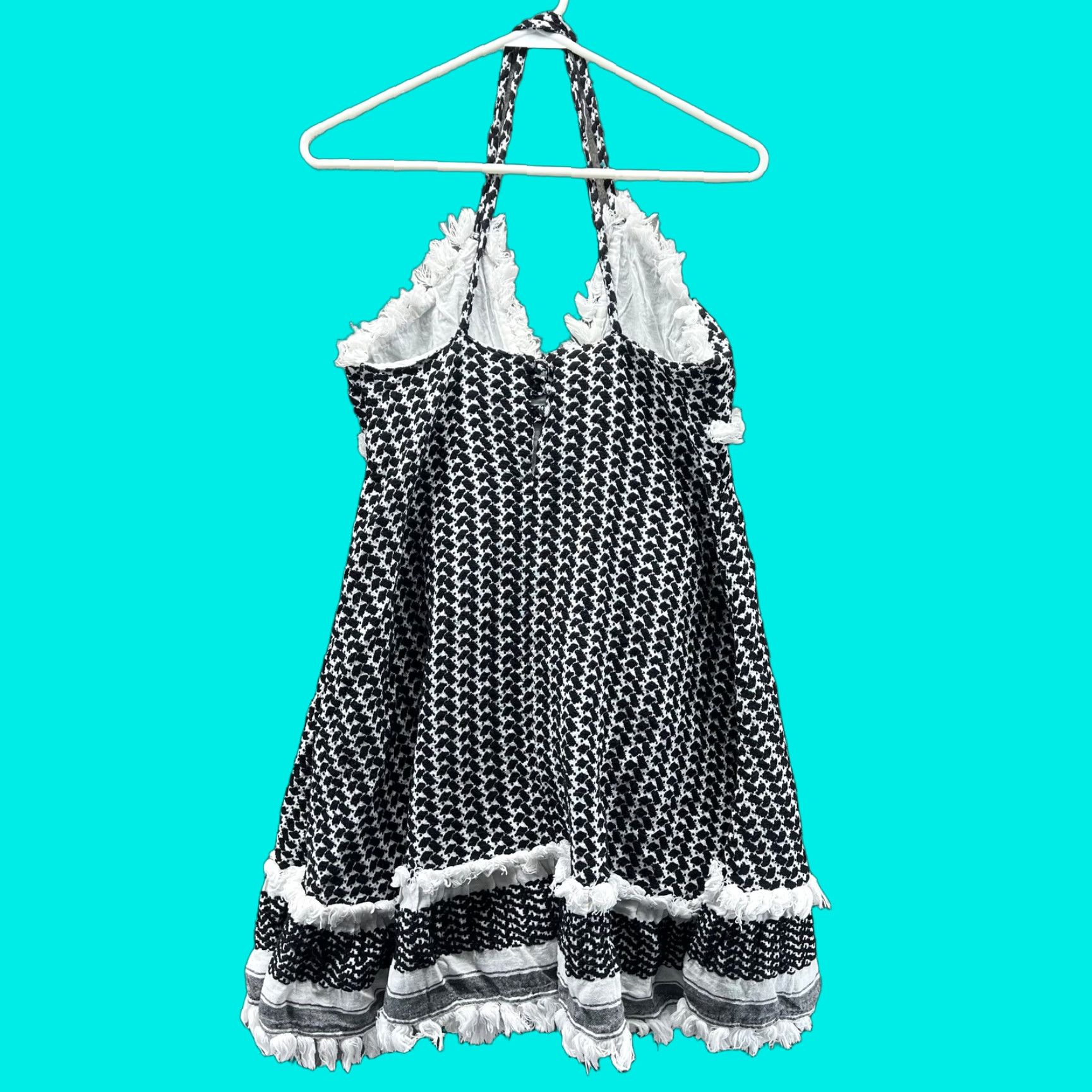 Dodo Bar Or Dodo Bar Or Dress Womens Small Black Houndstooth Halter Fringe Swing Sundress Size S / US 4 / IT 40 - 1 Thumbnail