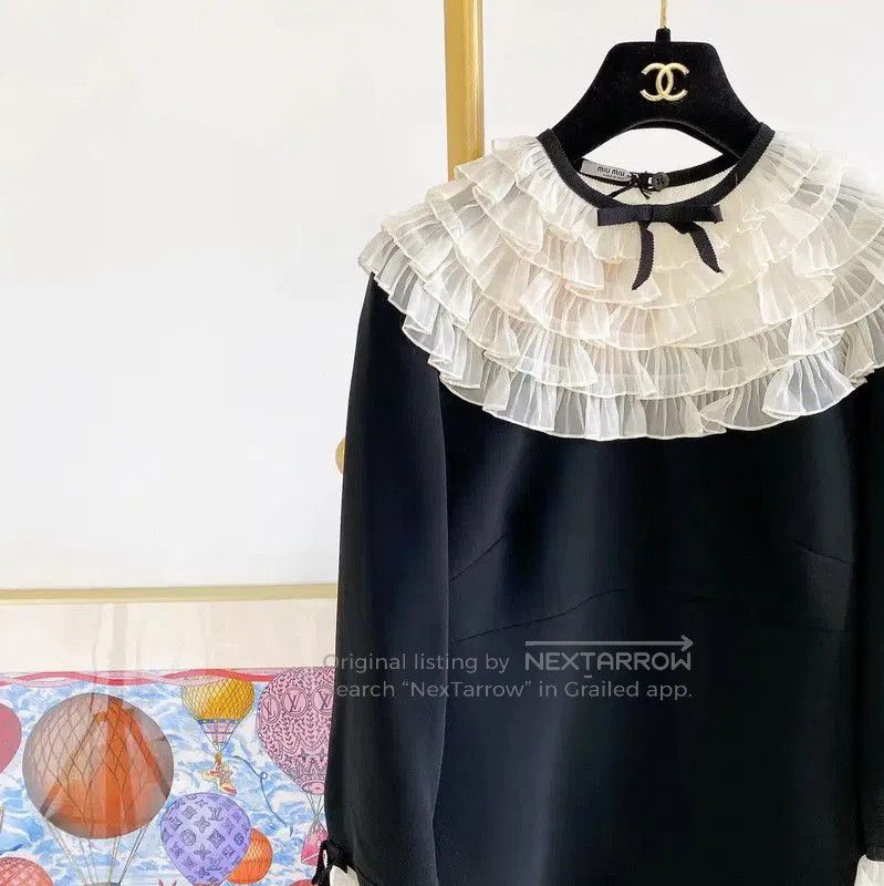 Miu Miu Miu Miu Black Long Sleeve Dress for Women . Size M / US 6-8 / IT 42-44 - 2 Thumbnail