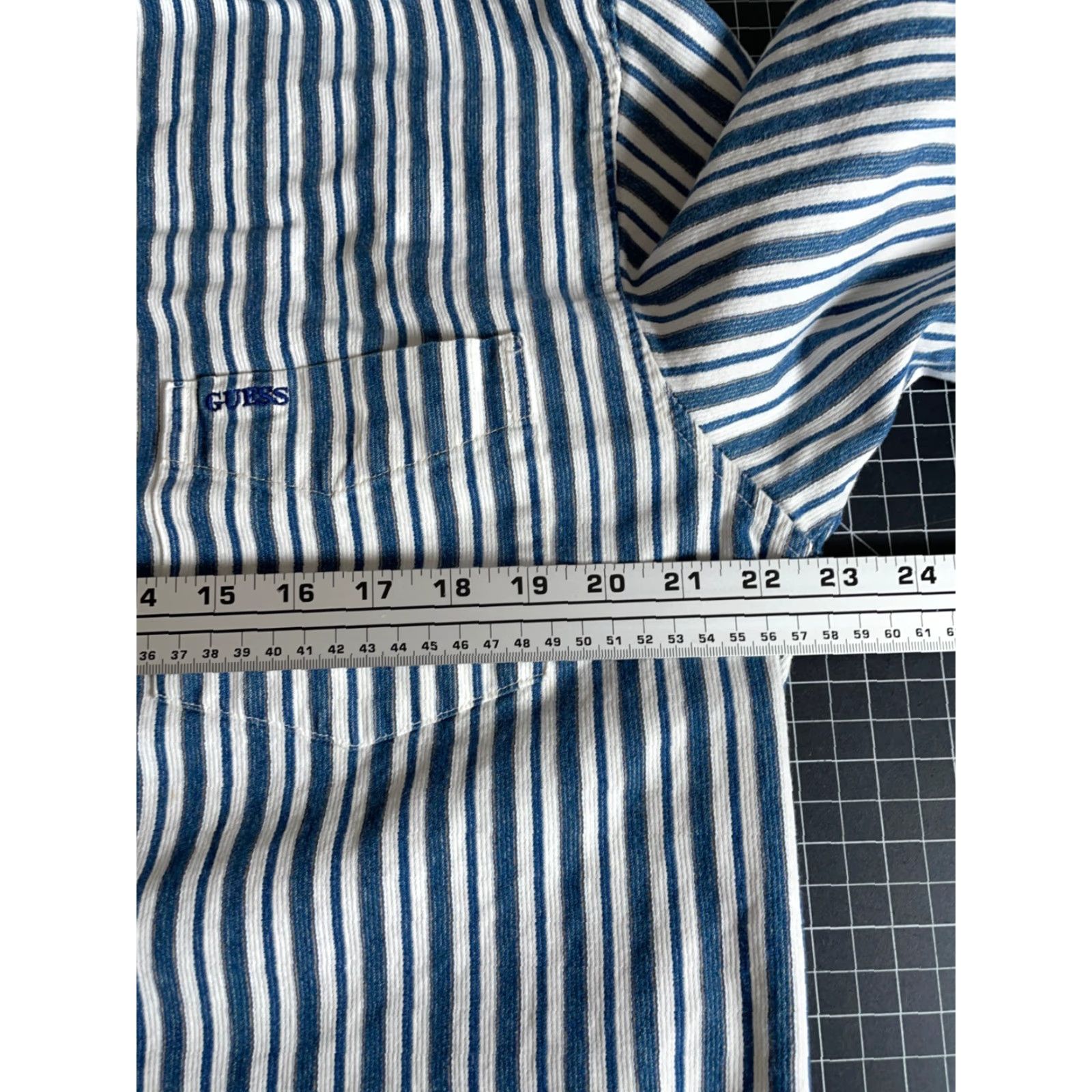 Guess VINTAGE GUESS Jeans Striped Long Sleeve Shirt Men's Medium Blue White Button-Down Collar 90s Casual USA Tag Mens Size US M / EU 48-50 / 2 - 6 Thumbnail
