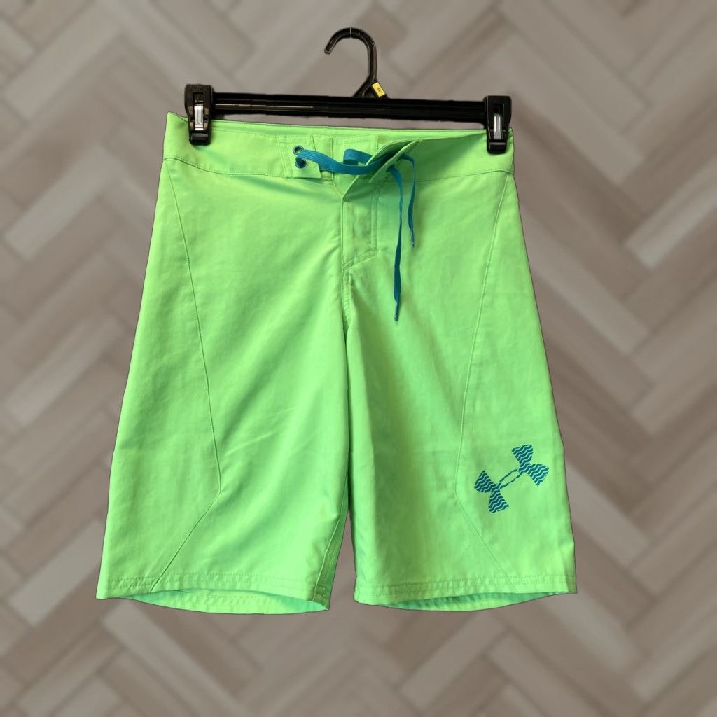 Under Armour VINTAGE Under Armour Men's Swim Board Shorts 9" Shorebreak Green, Lime Green/44-64, Regular, Men's Bottoms Size US 27 - 1 Thumbnail