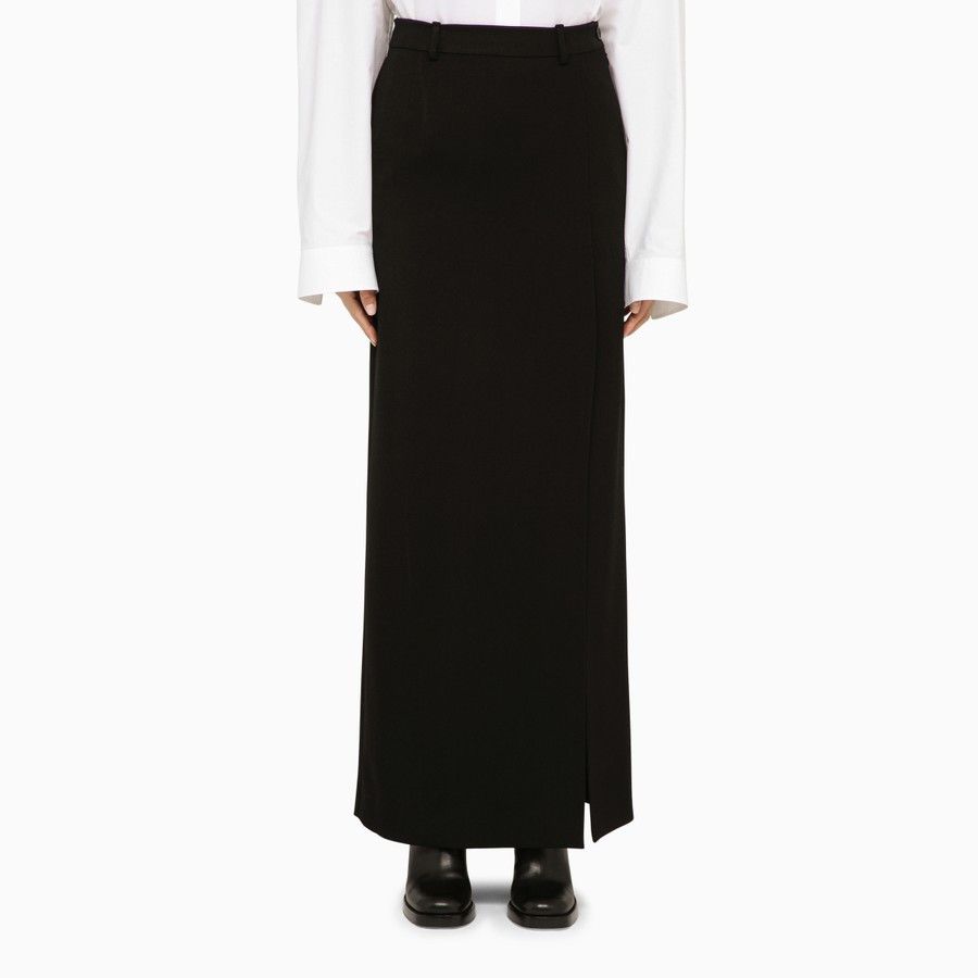 o1d2blof0824 Wool Long Skirt in Black