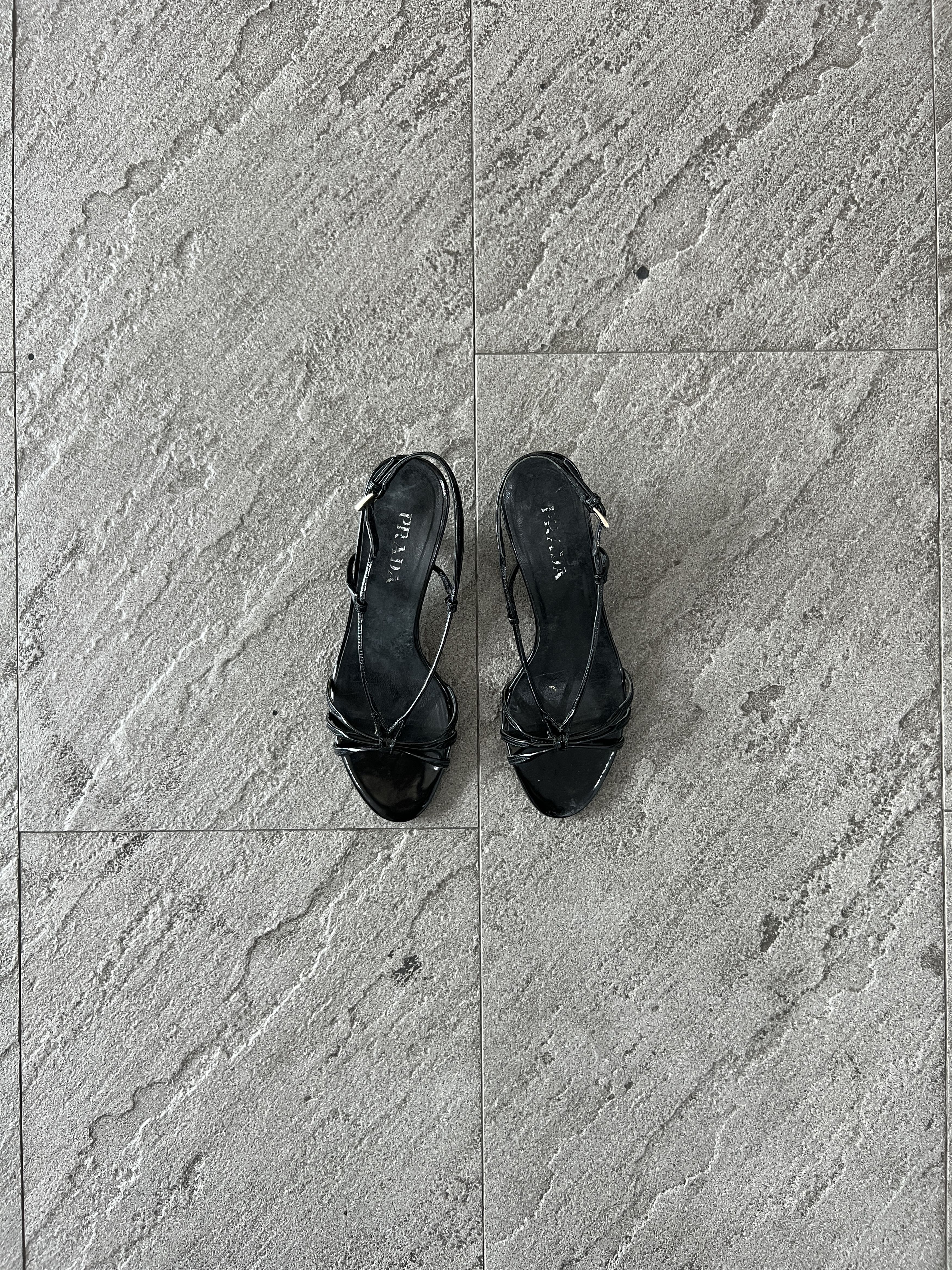 Prada Prada Black Patent Strappy Slingback Kitten Heels 35.5 Size US 5.5 / IT 35.5 - 2 Thumbnail