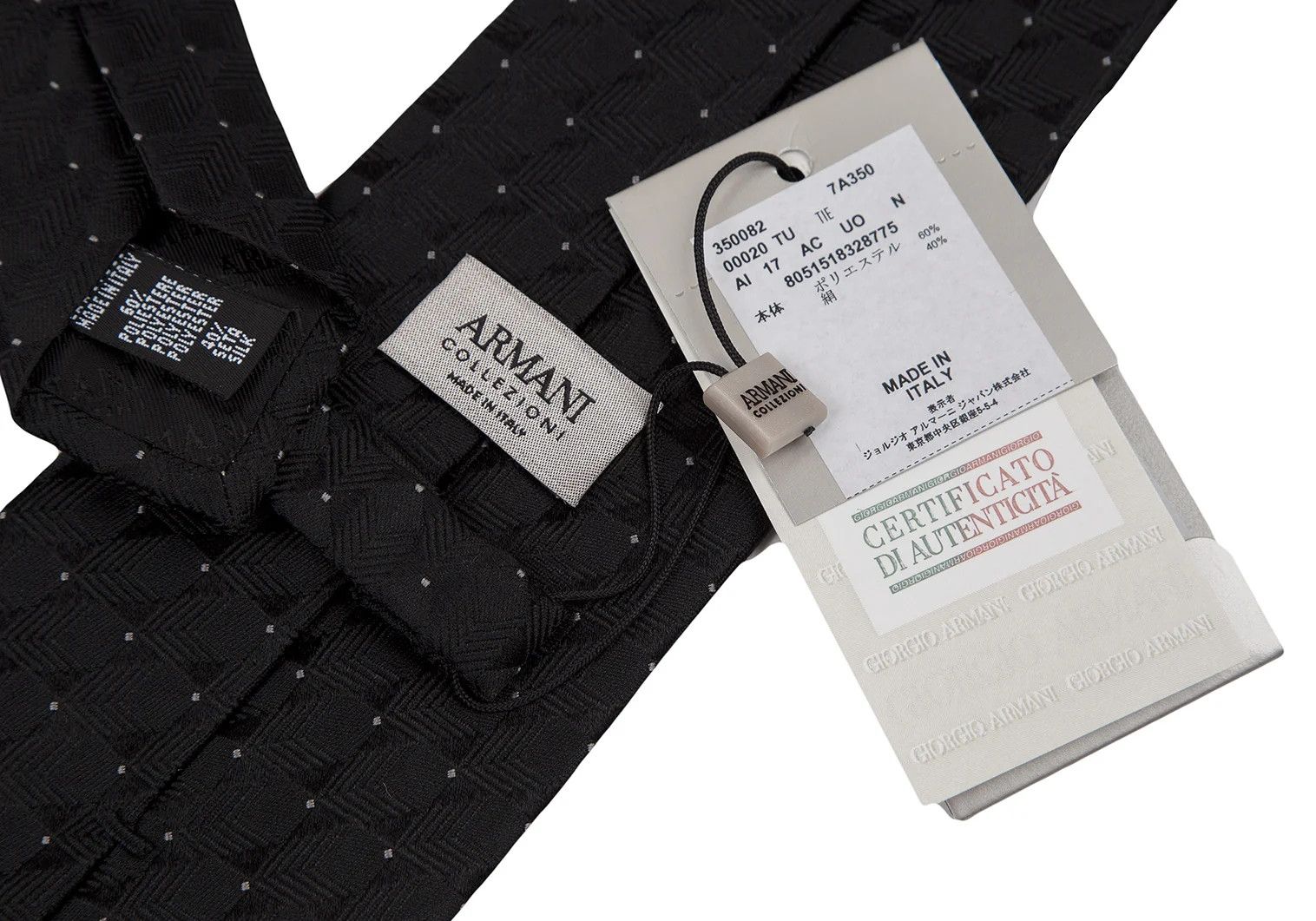 Armani Collezioni Geometric Silk Tie in Black Size ONE SIZE - 7 Thumbnail