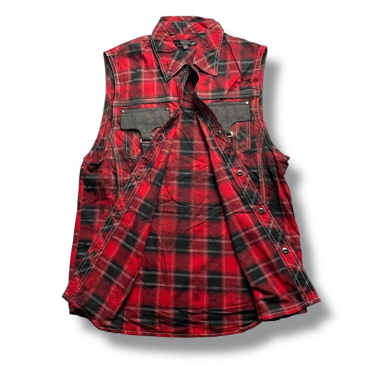 If Six Was Nine 🇯🇵 AGATE LABEL BUTTON UP TARTAN PUNK SLEEVELESS JACKET Size US L / EU 52-54 / 3 - 3 Thumbnail