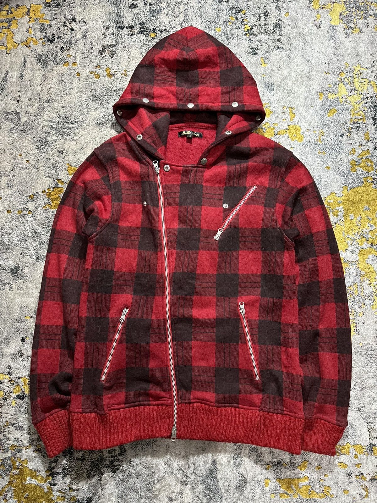14th Addiction ASSYMETRICAL PLAID BULLET NOISE MULTIZIPPER GOTHIC LGB STYLE Size US M / EU 48-50 / 2 - 1 Thumbnail