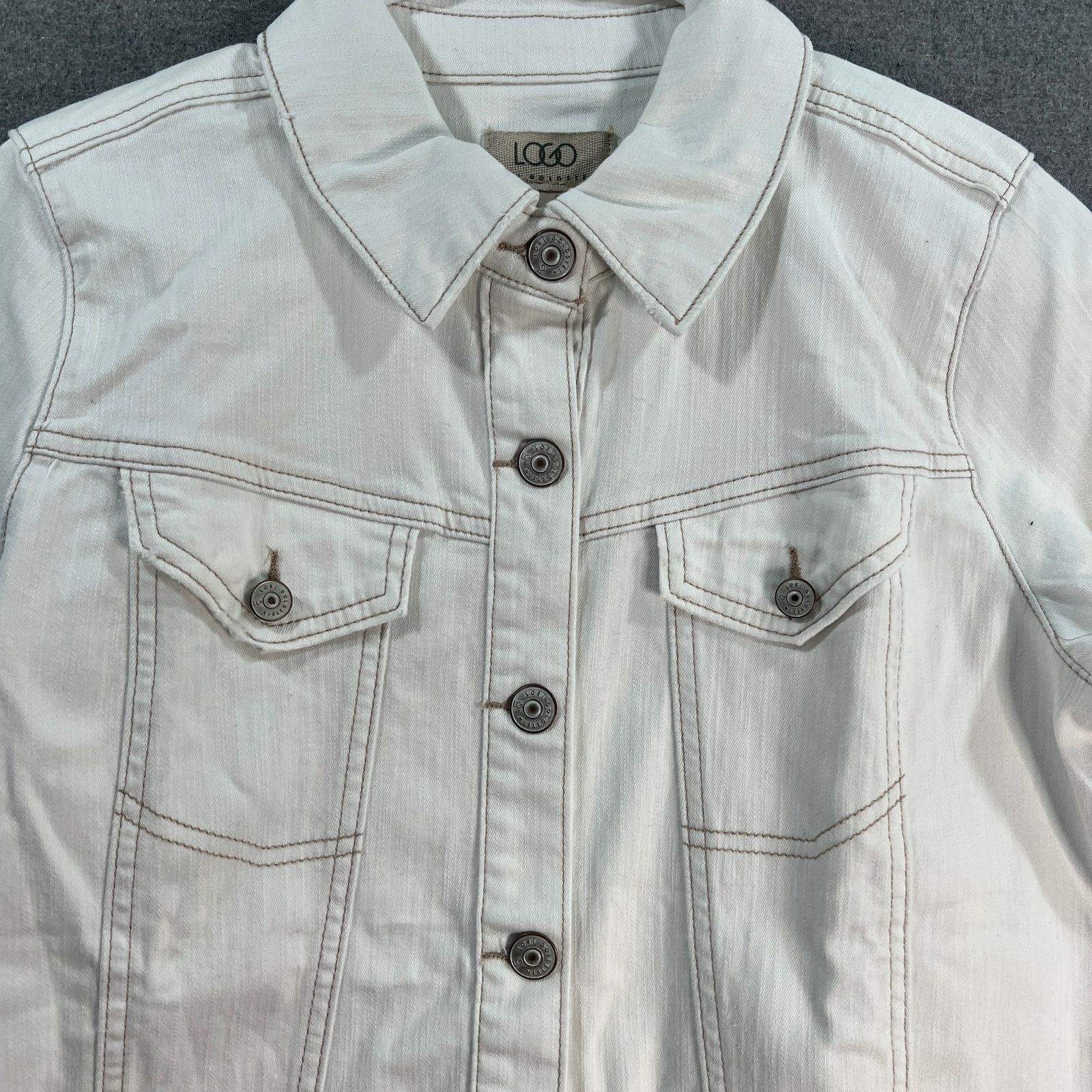 Other LOGO by Lori Goldstein Jeans Jacket Size 6 White Size M / US 6-8 / IT 42-44 - 4 Thumbnail