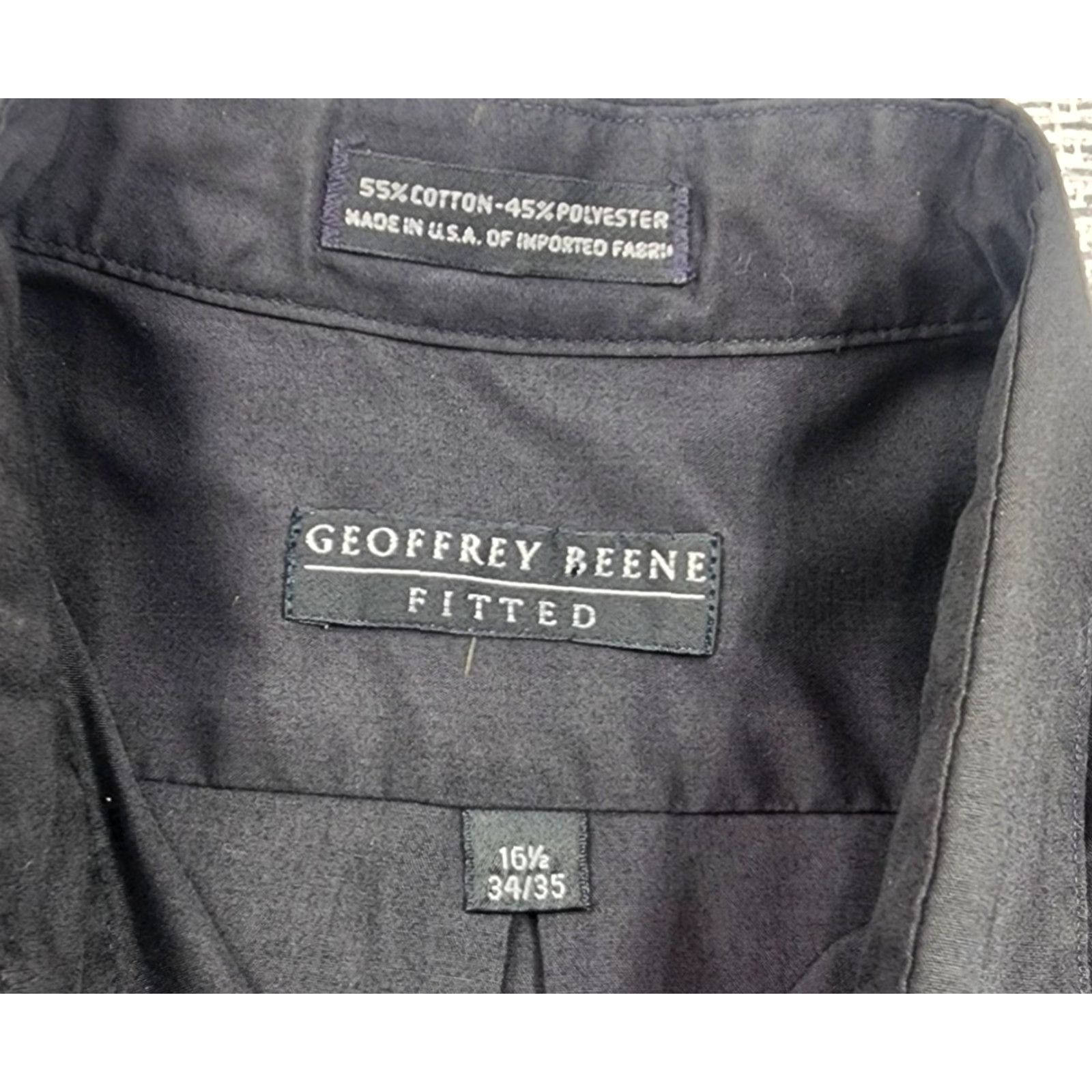 Geoffrey Beene Geoffrey Beene Shirt Mens 16.5 Black Dress Long Sleeve Slim Fitted Pocket USA Shirt Size 46R - 5 Thumbnail