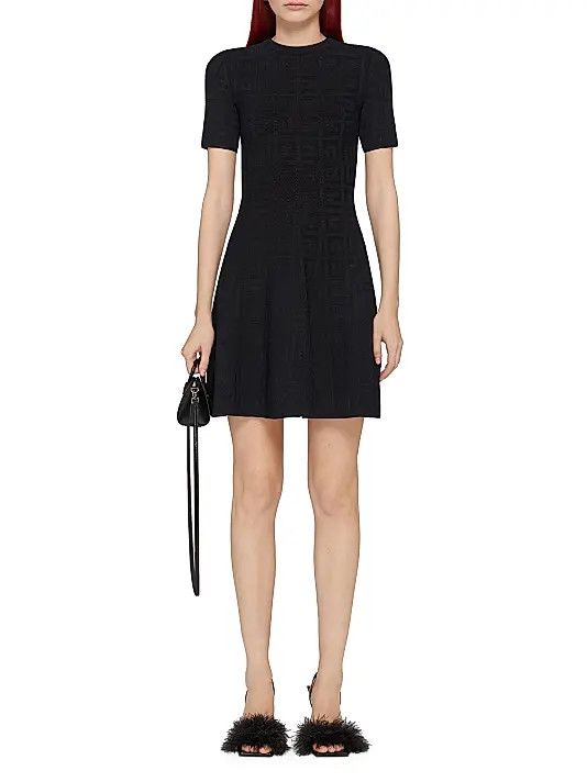 Givenchy o1srvl11e0625 Dress in 4G Jacquard in Black Size L / US 10 / IT 46 - 3 Thumbnail
