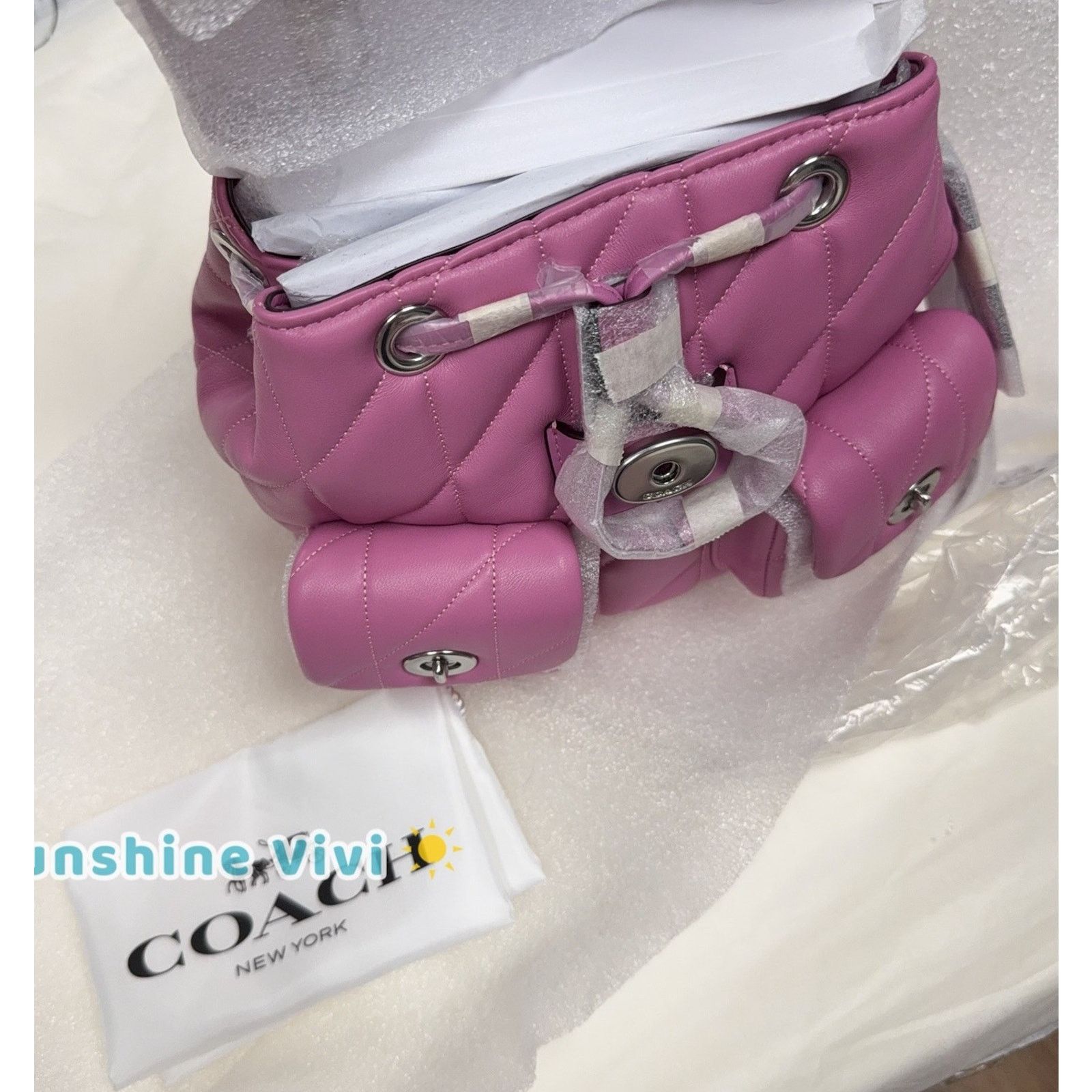 Coach NWT Coach Tabby Backpack Pillow Fuschia Leather CU076 Size ONE SIZE - 8 Thumbnail