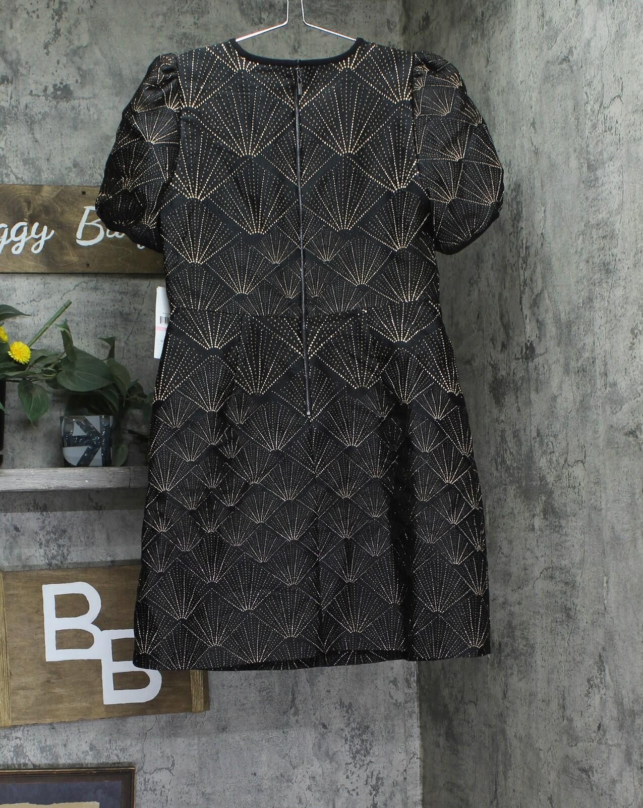 DKNY Nwt Dkny Neck Mini Fit And Flare Dress Black / Gold 10 Size L / US 10 / IT 46 - 2 Thumbnail
