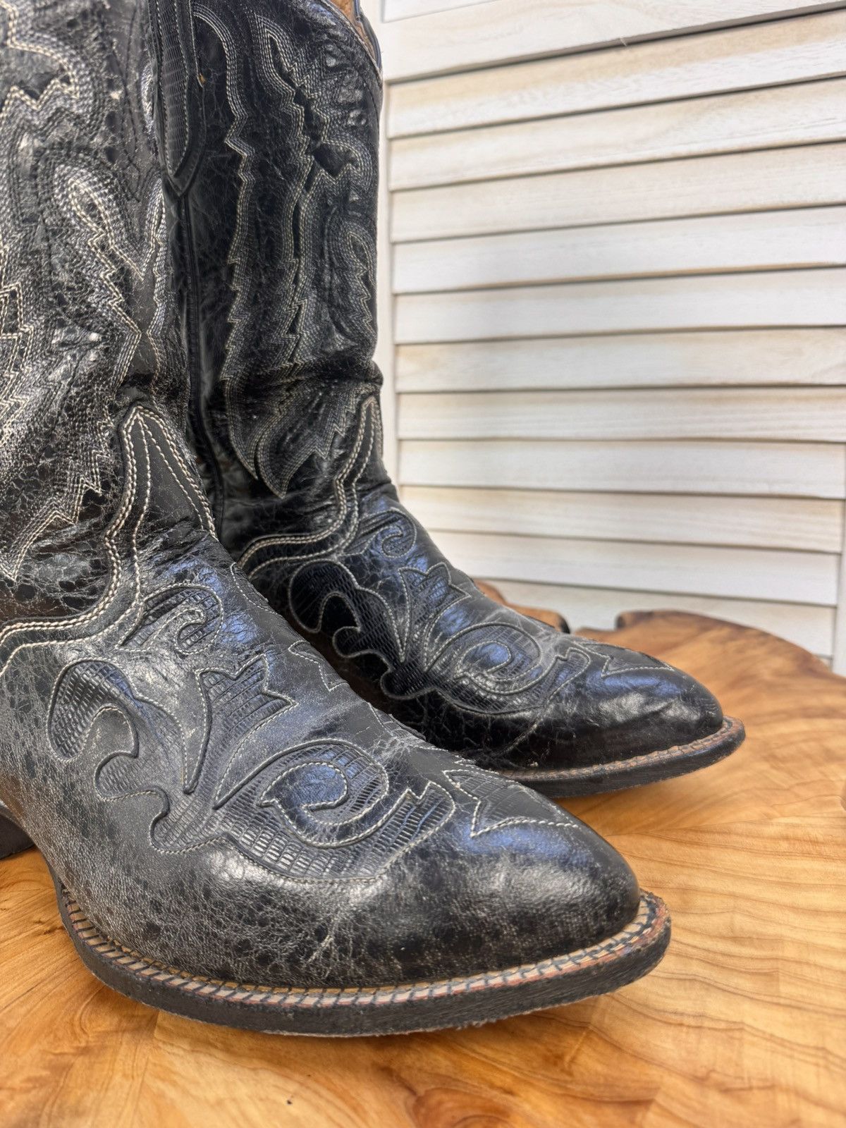 Other Vintage J.S. Dillon Men’s Cowboy Boots Black Leather USA 10 Size US 10 / EU 43 - 4 Thumbnail