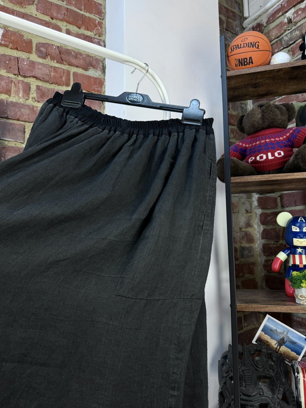 Designer × Vintage CHRISTA DE CAROUGE Avant Garde Vintage Linen Skirt Pockets Size 34" / US 12 / IT 48 - 9 Thumbnail