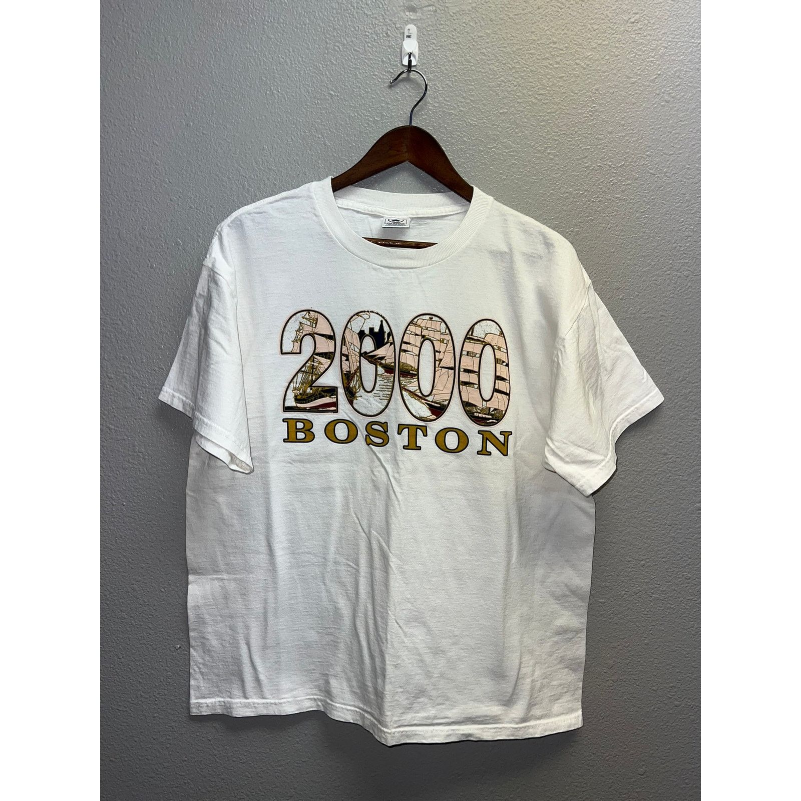 Delta Vintage Boston Shirt 2000 Ship Destination Y2K Mens Large Size US XL / EU 56 / 4 - 1 Thumbnail