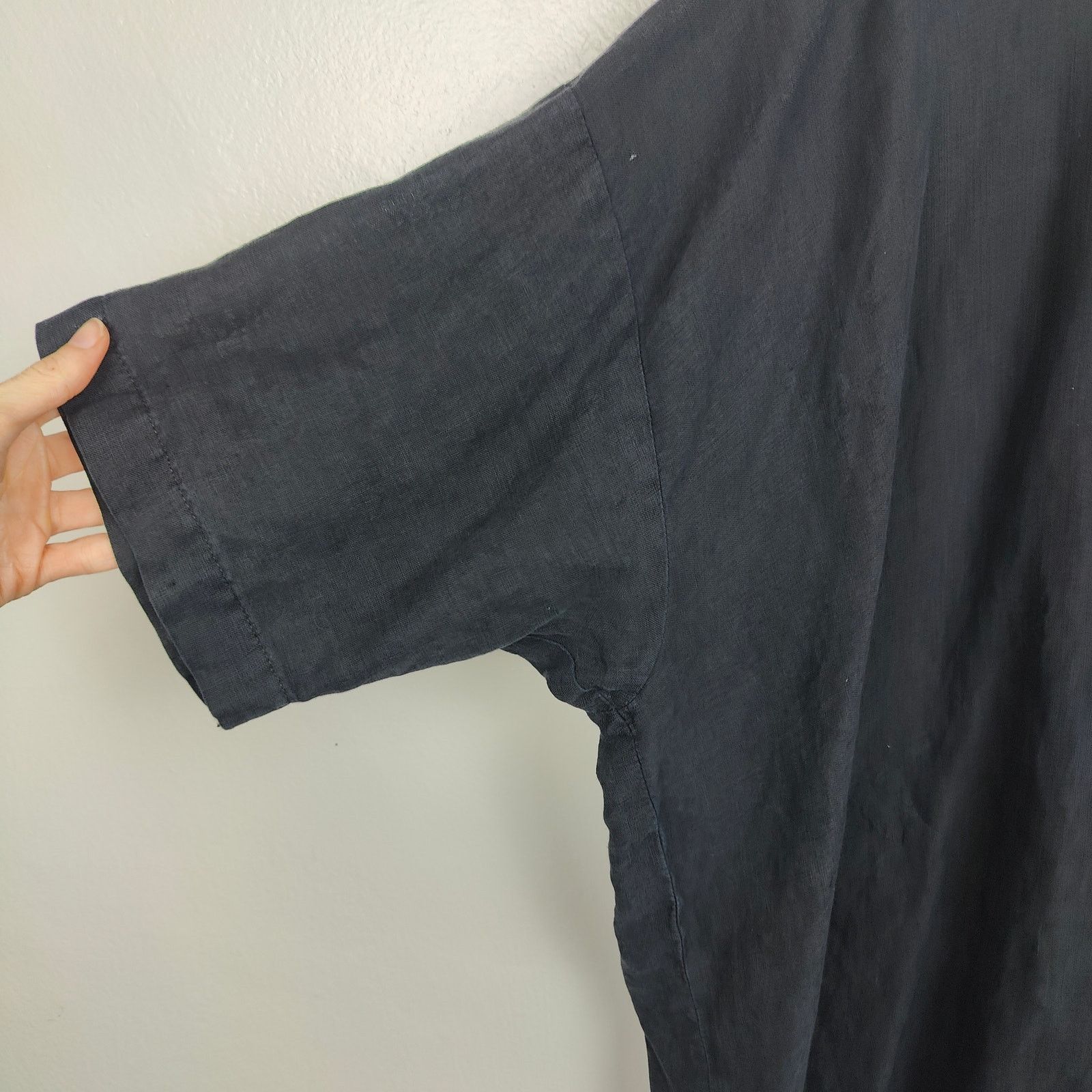 eskandar Eskandar Linen Tunic Top Womens One Size Black Oversized Size ONE SIZE - 4 Thumbnail