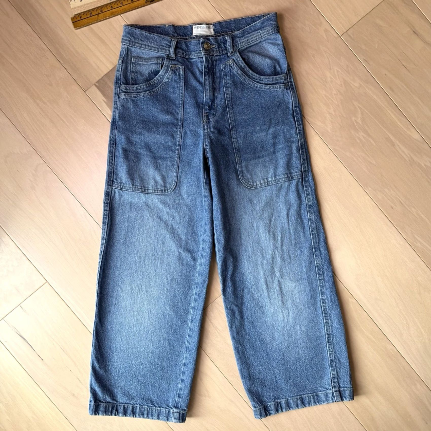 Free People Free People Piper Mid Rise Crop Wide Leg Jeans Women's 28 Blue Summer Glam Boho Size 28" / US 6 / IT 42 - 2 Thumbnail
