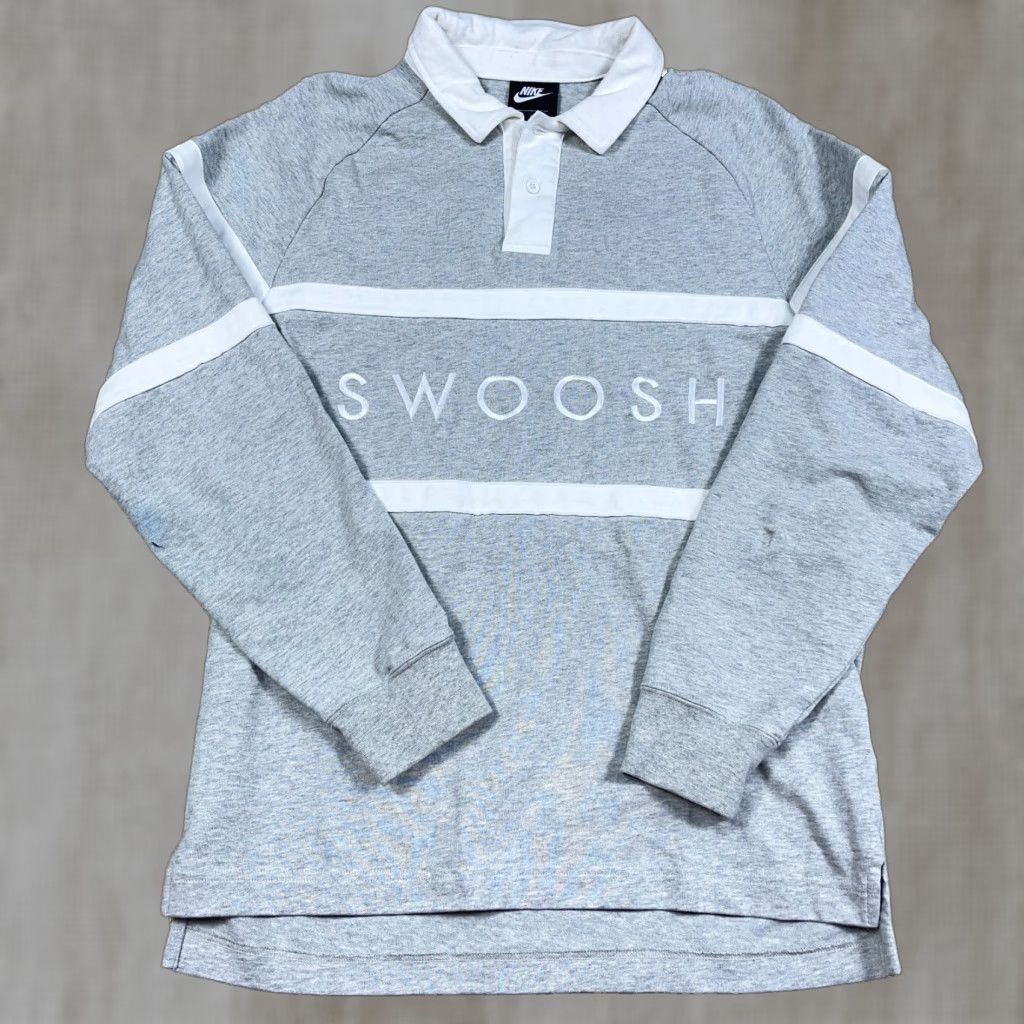 Nike × Supreme M Supreme x Nike Stripe Rugby polo Tshirt black swoosh white  | Grailed