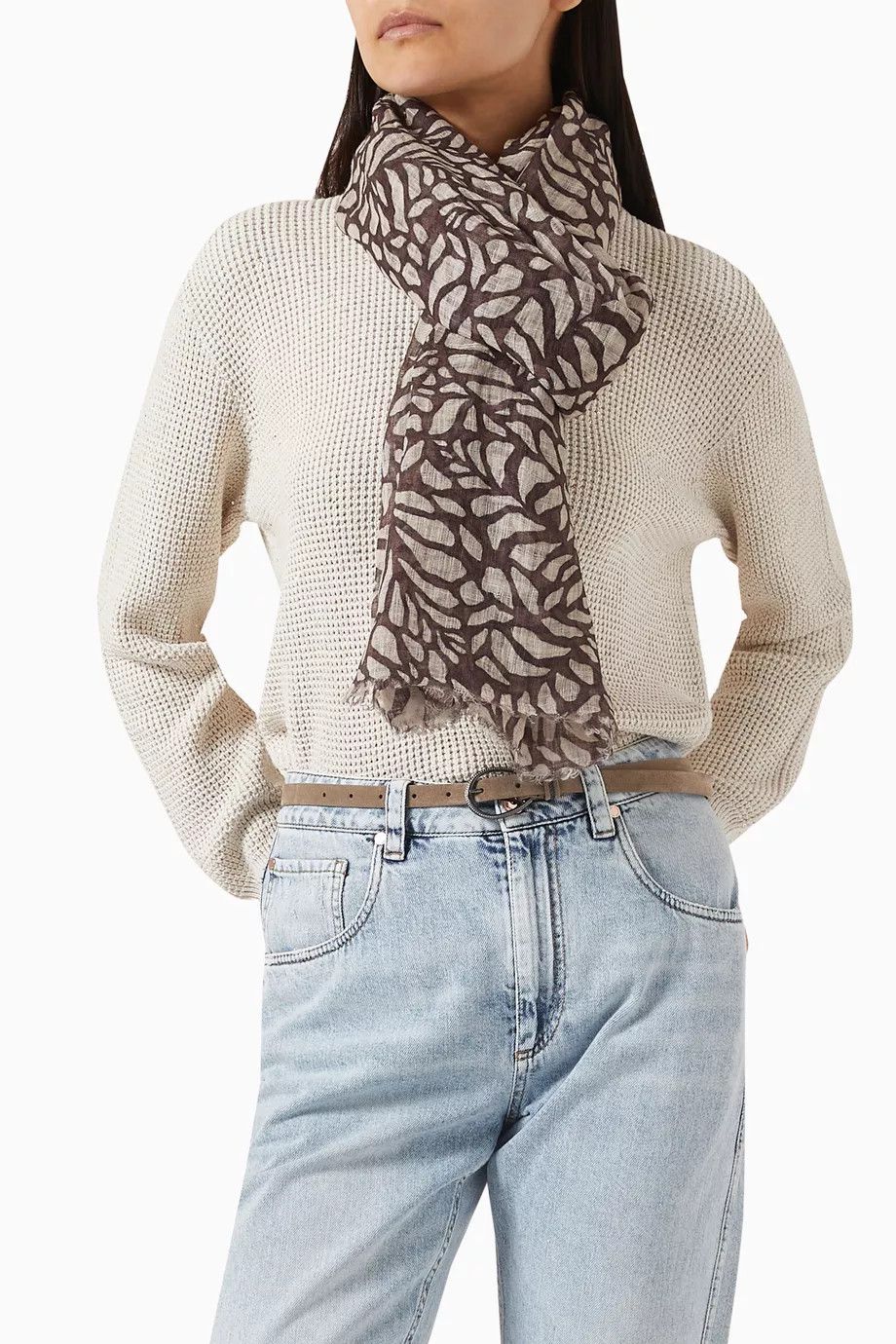 Brunello Cucinelli o1y0725 Size : OS / Scarf in Dark Brown Size ONE SIZE - 4 Thumbnail