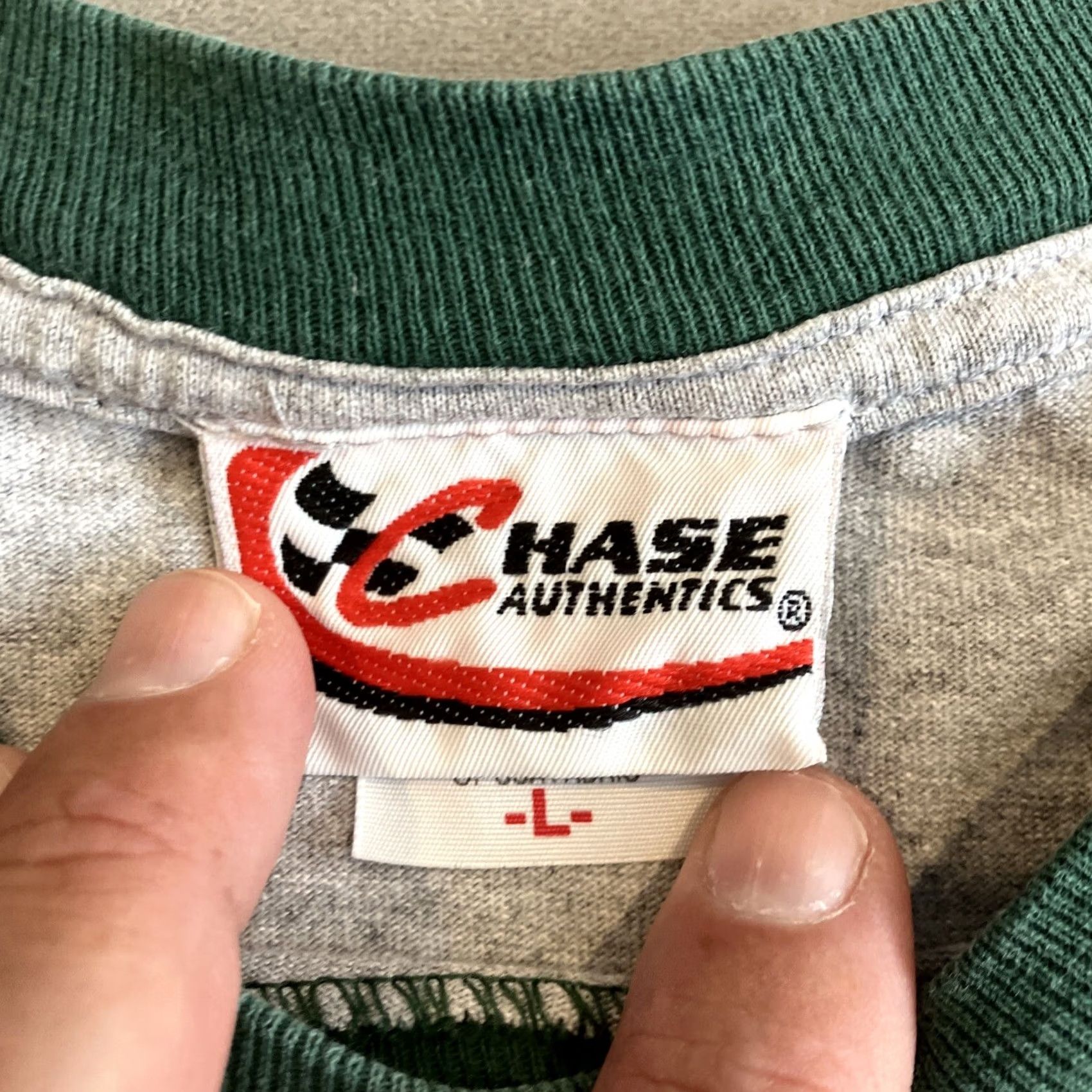 Chase Authentics VINTAGE CHASE AUTHENTICS T-Shirt Ringer Bobby Labonte Unlimited Speed Gray L Men Short Sleeve Crew Neck Graphic Tee Double-Sided Sports Size US L / EU 52-54 / 3 - 4 Thumbnail