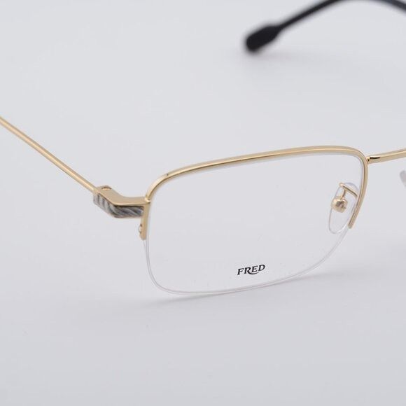 FRED Fred FG50007U 030 Eyeglasses Gold 56mm Rectangle Frame Size ONE SIZE - 2 Thumbnail