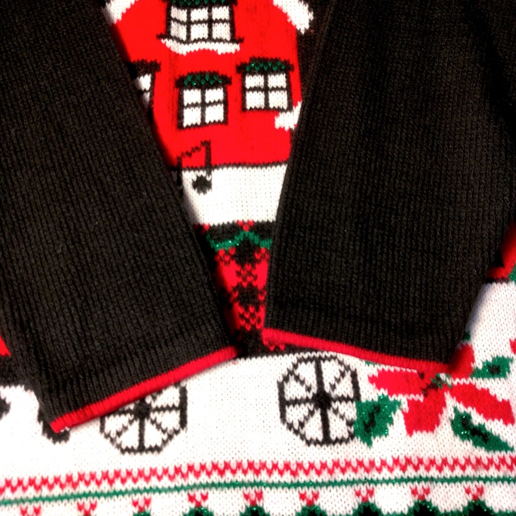 Vintage VINTAGE J.J. Poole Ugly Christmas Sweater Grannycore Glitter Snow Village Black M Womens Pullover Crew Neck Knit Holiday Season Size M / US 6-8 / IT 42-44 - 6 Thumbnail