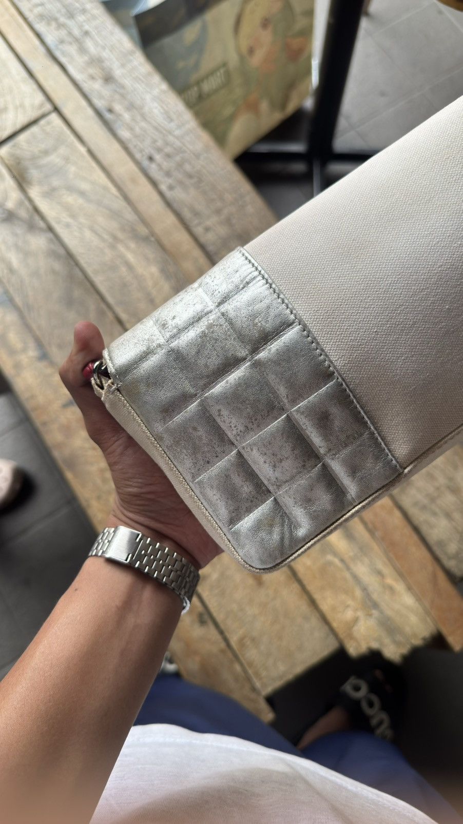 Chanel CHANEL CC CANVAS METALLIC LAMBSKIN SINGLE FLAP. Size ONE SIZE - 7 Thumbnail