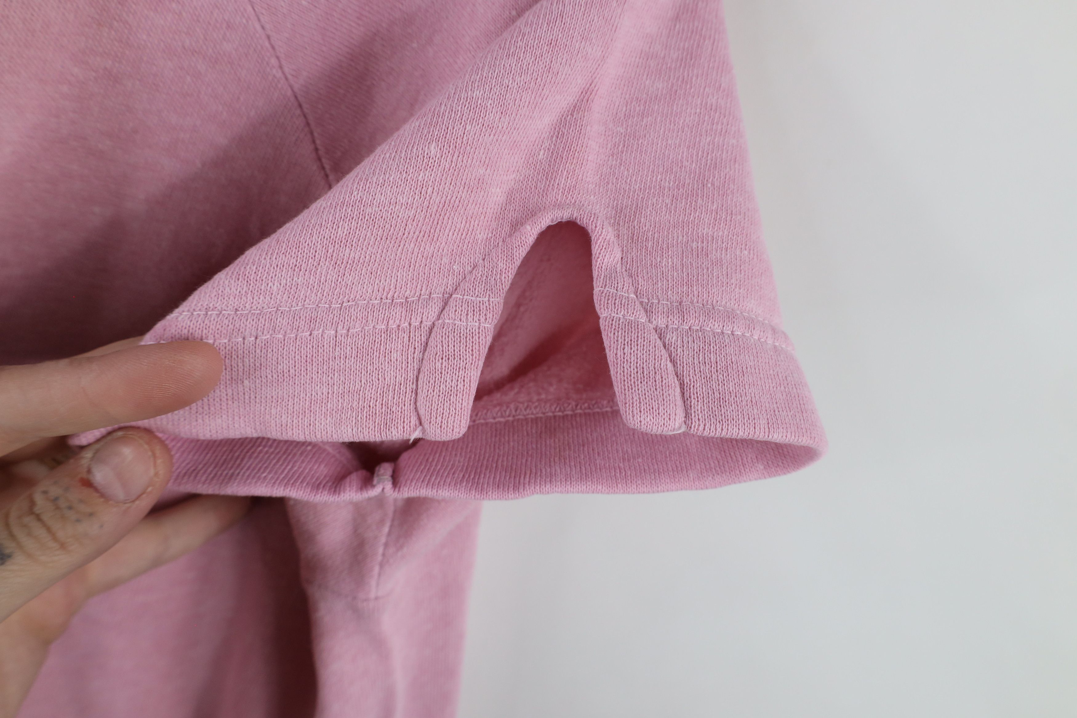 Vintage Vintage 90s Streetwear Seam Short Sleeve Sweatshirt Pink USA Size L / US 10 / IT 46 - 6 Thumbnail