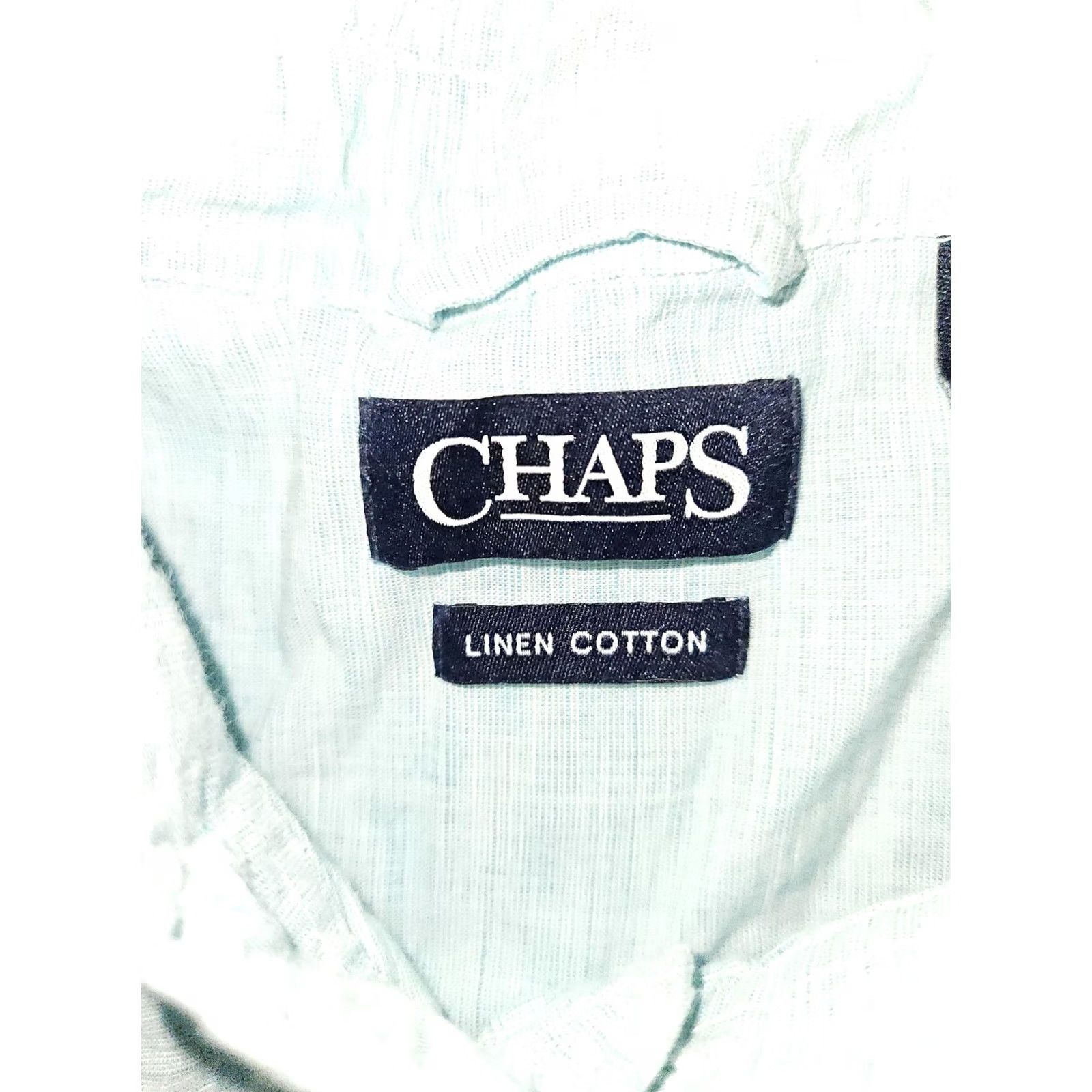 Chaps Chaps Shirt Mens XL Blue Linen Cotton Short Sleeve Button Up Casual Pocket Size US XL / EU 56 / 4 - 4 Thumbnail
