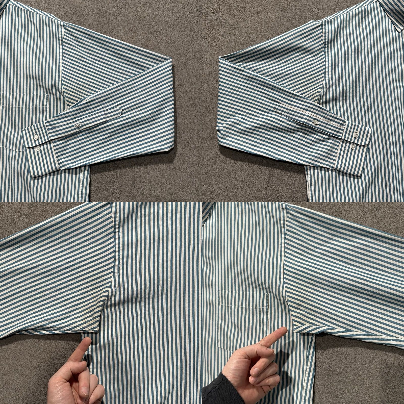 Arrow VINTAGE Arrow Shirt Mens M Striped Button-Up Collared 60s Green Cotton Polyester USA Size US M / EU 48-50 / 2 - 8 Thumbnail