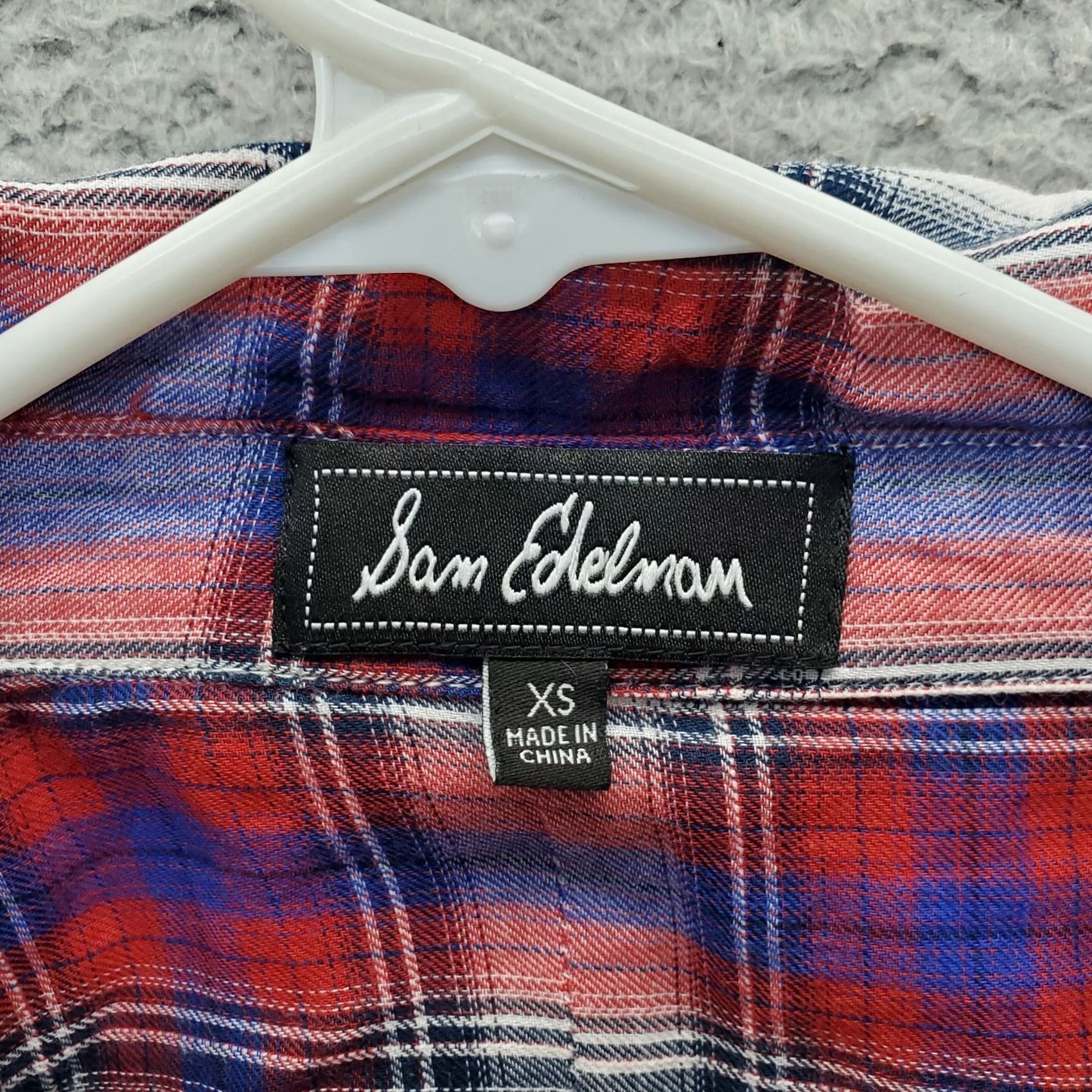 Sam Edelman Sam Edelman Western Shirt Womens XS Multi Plaid Roll Tab Sleeve Collar Button-Up Size XS / US 0-2 / IT 36-38 - 5 Thumbnail