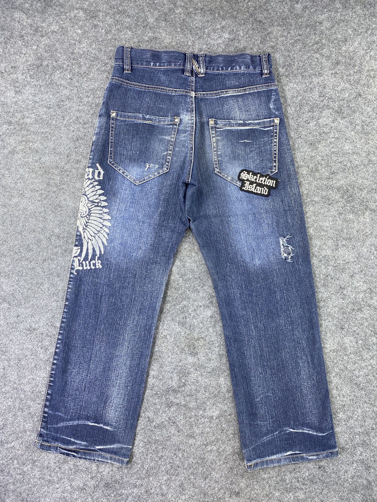 Japanese Brand × Jean Flag Stone Blue Wash Jeans - J982 Size US 27 - 3 Thumbnail