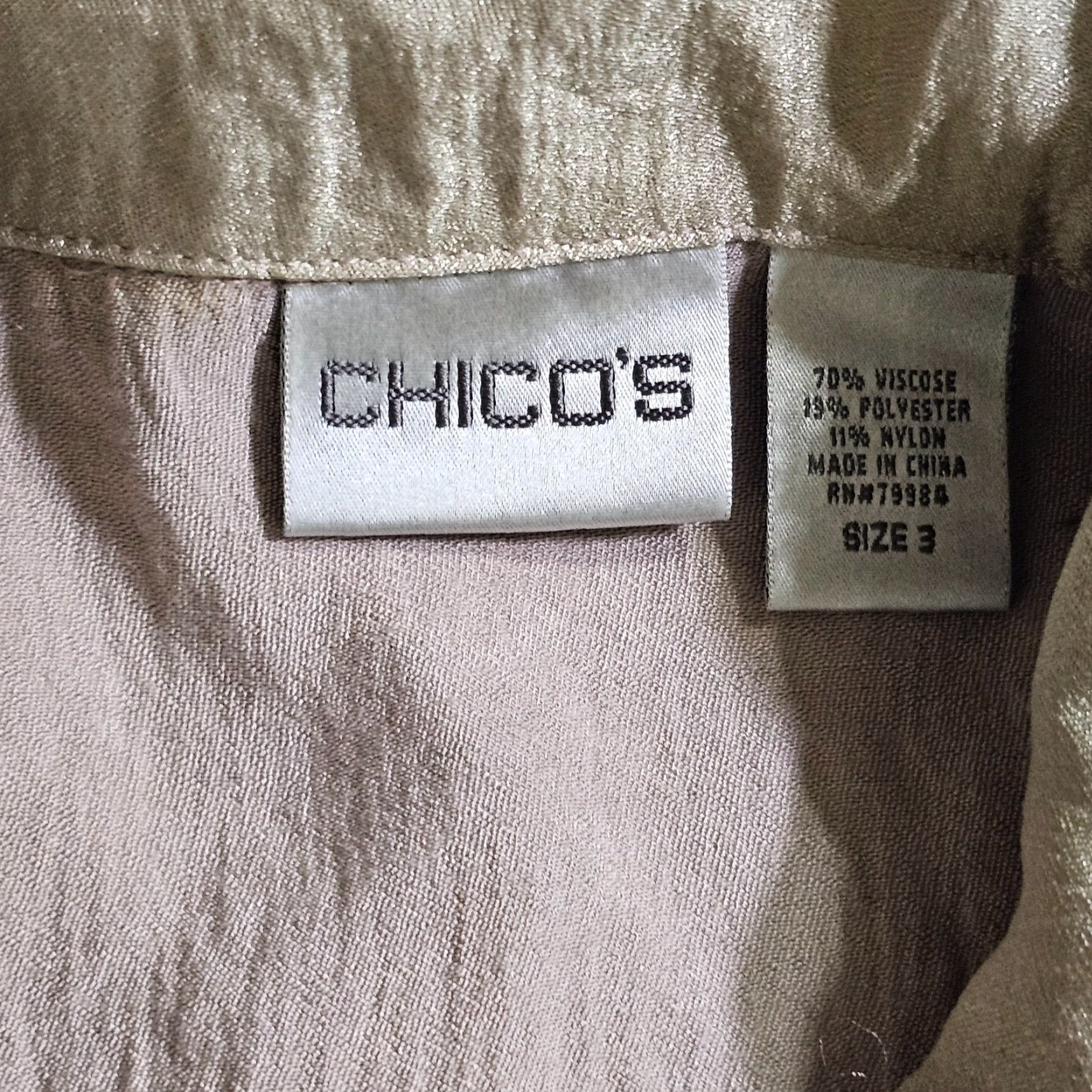 Vintage Chicos Blouse Shirt Womens XL Beige Button Long Sleeve Casual Career Vintage No Size XL / US 12-14 / IT 48-50 - 3 Thumbnail