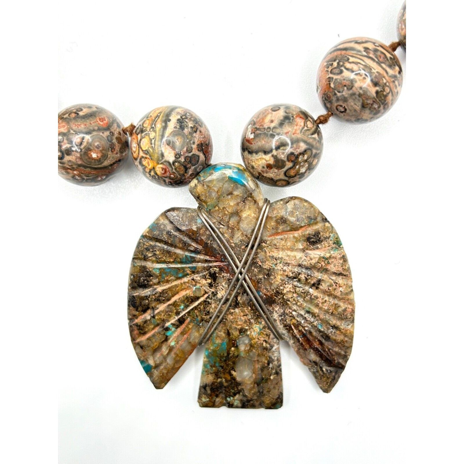 Handmade Leopard Skin Jasper Southwestern Hand-Carved Necklace Size ONE SIZE - 3 Thumbnail