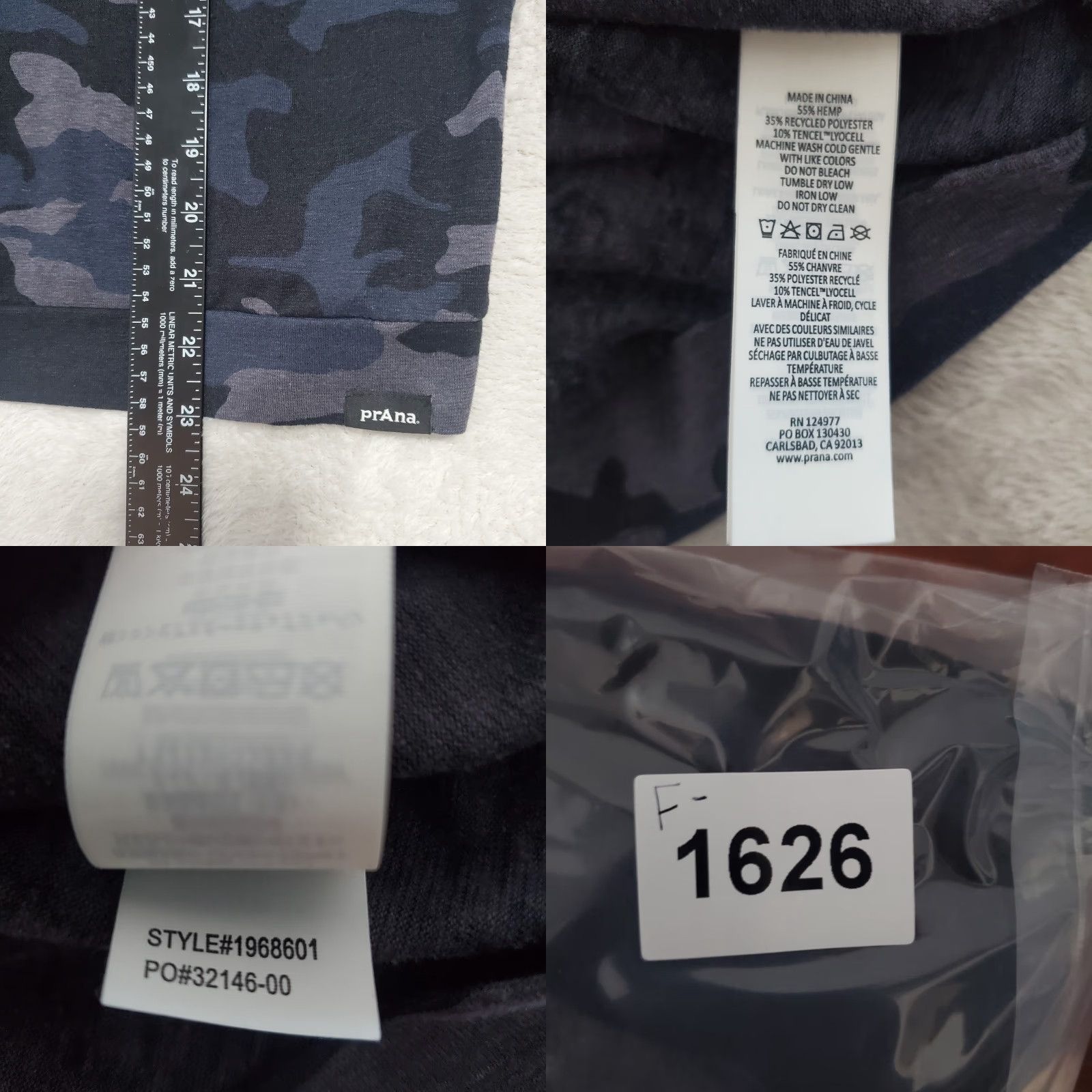 Prana VINTAGE prAna Tank Top Women XL Blue Camo Cozy Up Barmsee Hemp Blend Cowl Neck Active Size XL / US 12-14 / IT 48-50 - 8 Thumbnail