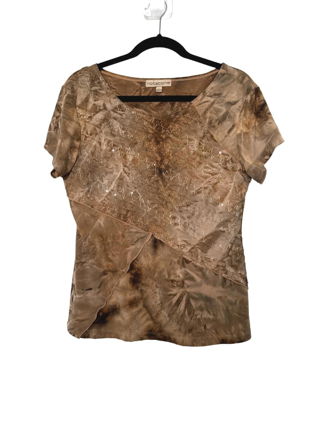 Designer Brown and Tan Tie Dye Y2K Soft Grunge Shirt with Embroidery Size L / US 10 / IT 46 - 1 Thumbnail