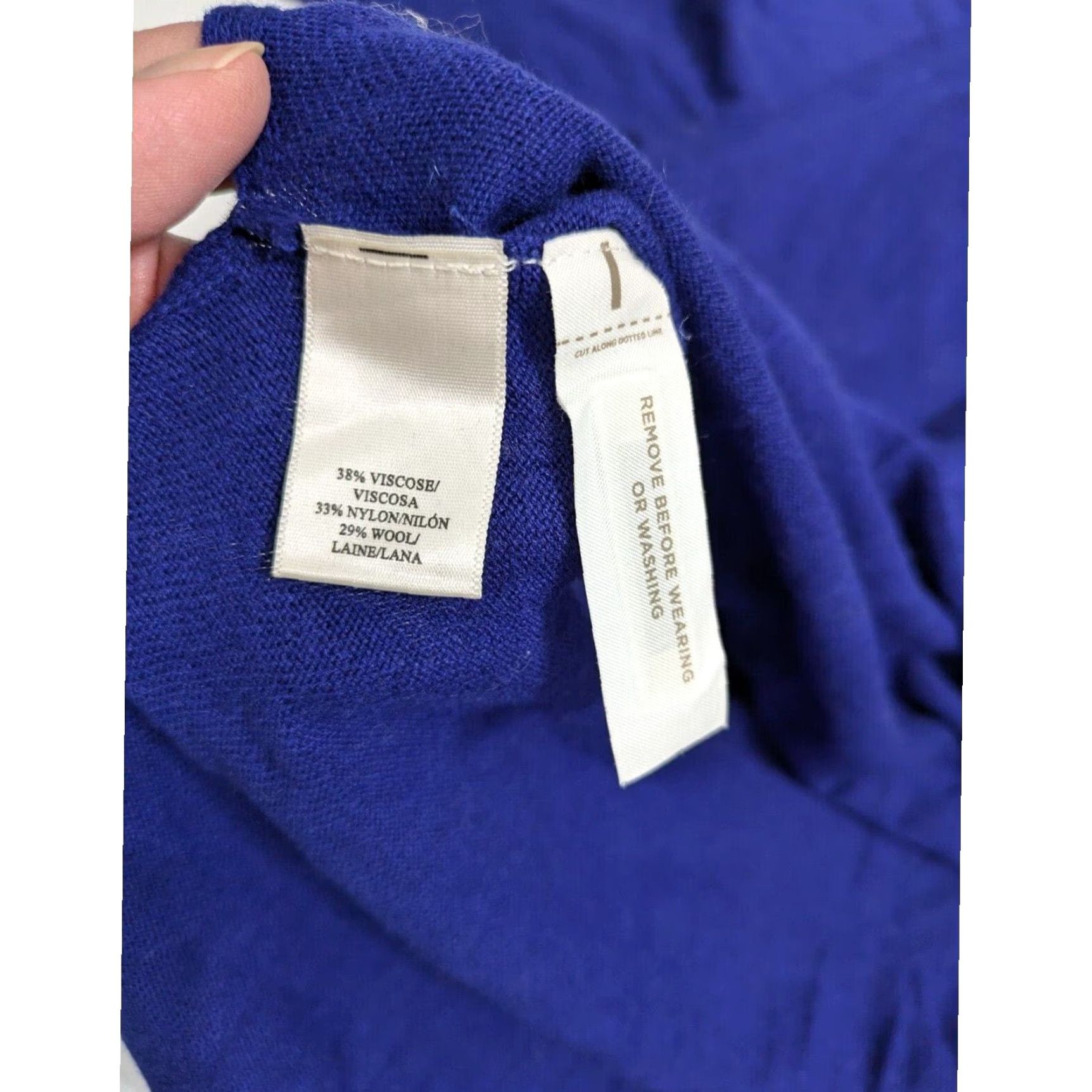 Ann Taylor Ann Taylor Women’s Medium Blue Round Neck Knit Side Long Sleeve Pullover Top Shirt Size M / US 6-8 / IT 42-44 - 5 Thumbnail