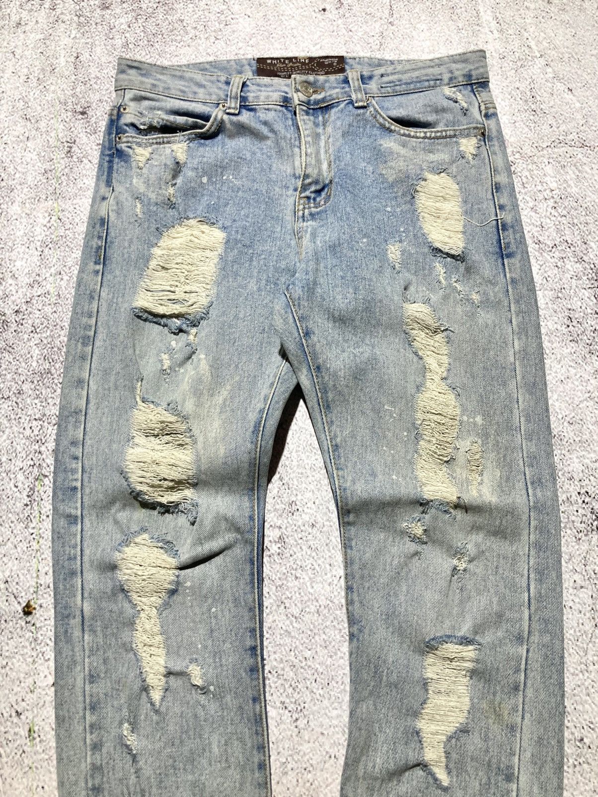 Japanese Brand 2000s Idun Distressed Ripped Denim Blue Jeans Lgb Punk Style Size US 30 / EU 46 - 2 Thumbnail