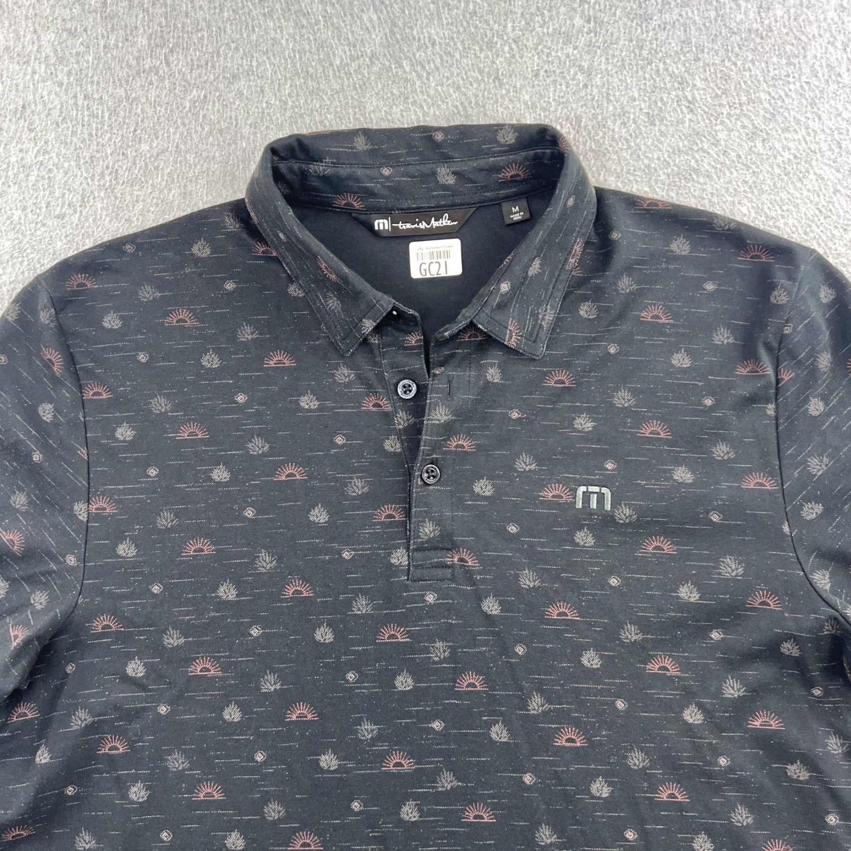 TravisMathew Travis Mathew Polo Shirt Mens M Black Golf Patterned SCP Hotels Adult Size US M / EU 48-50 / 2 - 4 Thumbnail