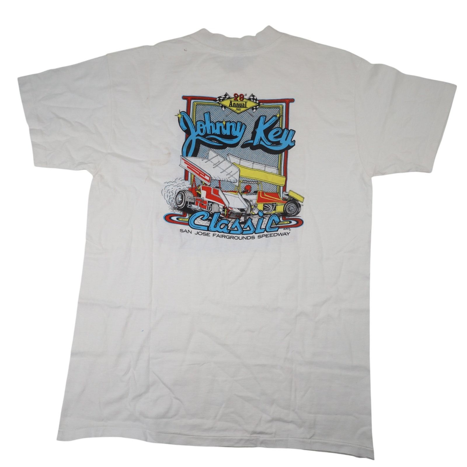 Vintage VTG 80sJohnny Key Classic Sprint Car Racing Graphic T Shirt Size US L / EU 52-54 / 3 - 10 Thumbnail