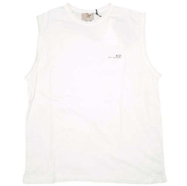 Other Other N°21 Logo Print Cotton Sleeveless T-shirt Cotton T-Shirts 22SW-F101-4203 DUTY FREE for USA Size ONE SIZE - 1 Thumbnail
