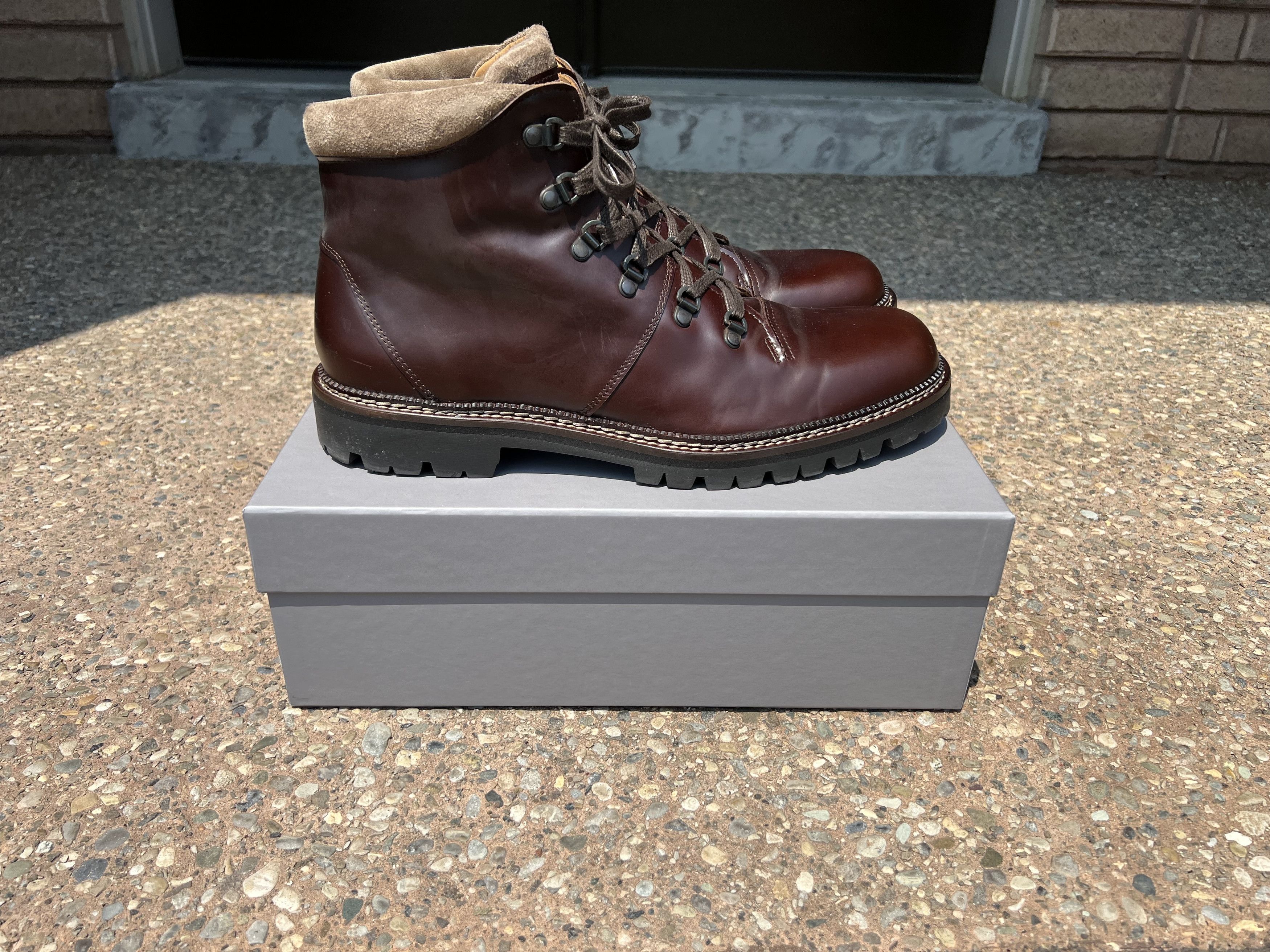 Mr P. MR P. Jacques Suede-Trimmed Glossed-Leather Boots Size US 13 / EU 46 - 8 Thumbnail