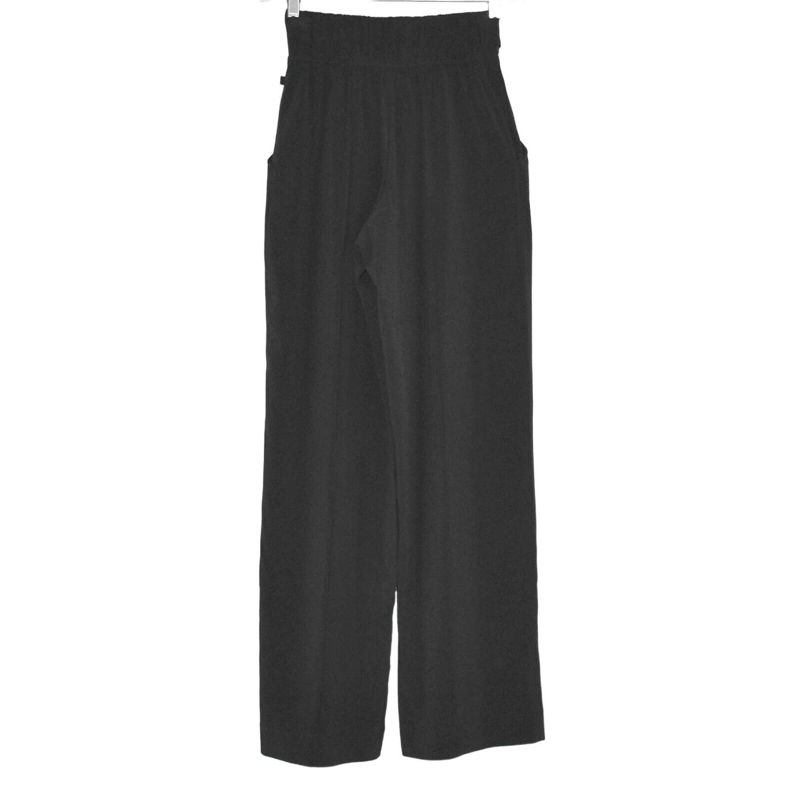 Lululemon B0 LULULEMON Black Belted Waistline Wide Leg Pants Size 4 Size 27" / US 4 / IT 40 - 2 Thumbnail