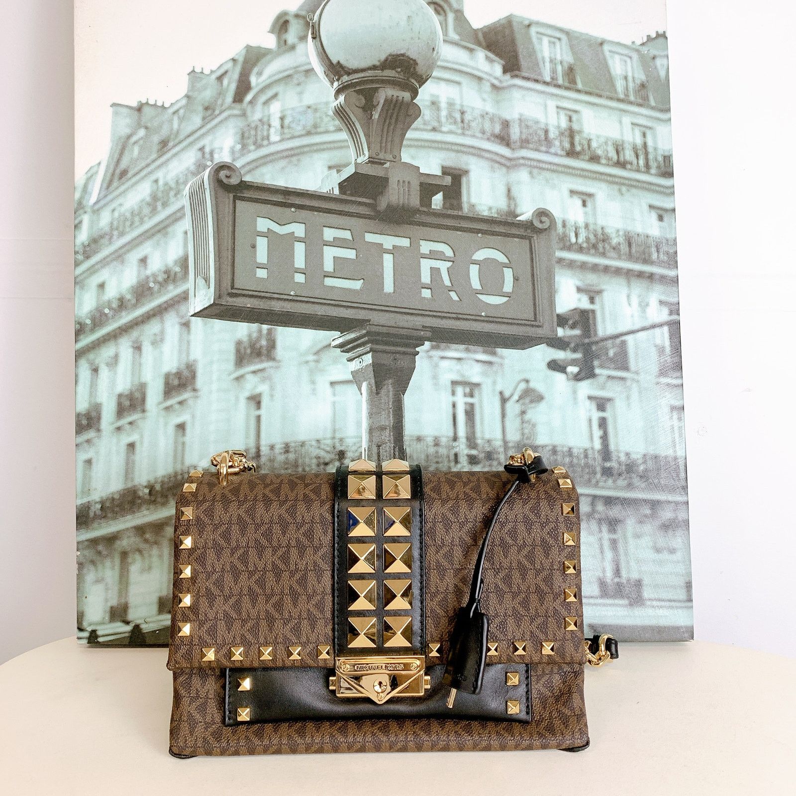 Michael Kors Michael Kors 30T9G0EL6B Cece Medium Studded Logo IN BROWN BL Size ONE SIZE - 2 Thumbnail