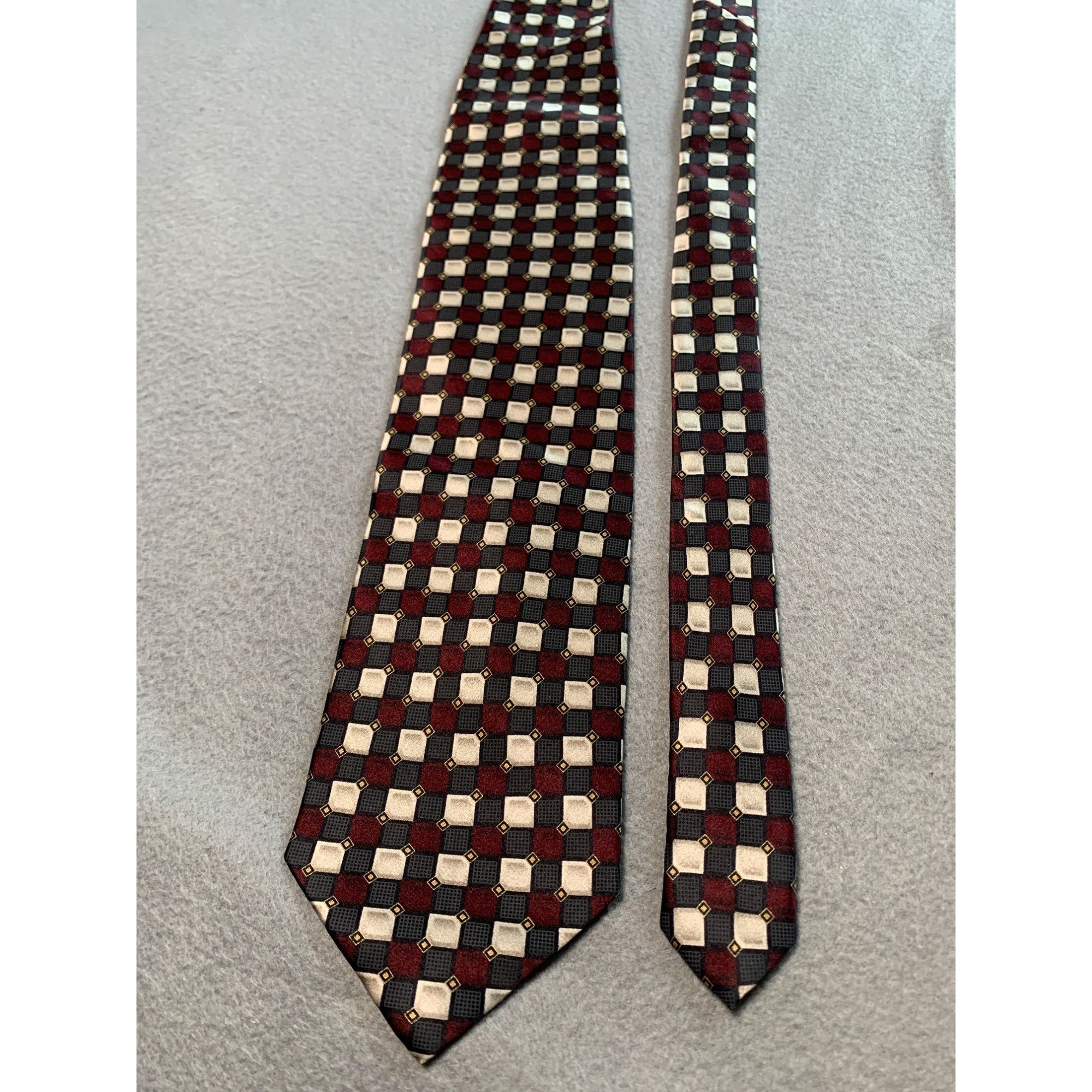 Knightsbridge Knightsbridge Mens Silk Tie Red Black Geometric Pattern Silk Size ONE SIZE - 5 Thumbnail