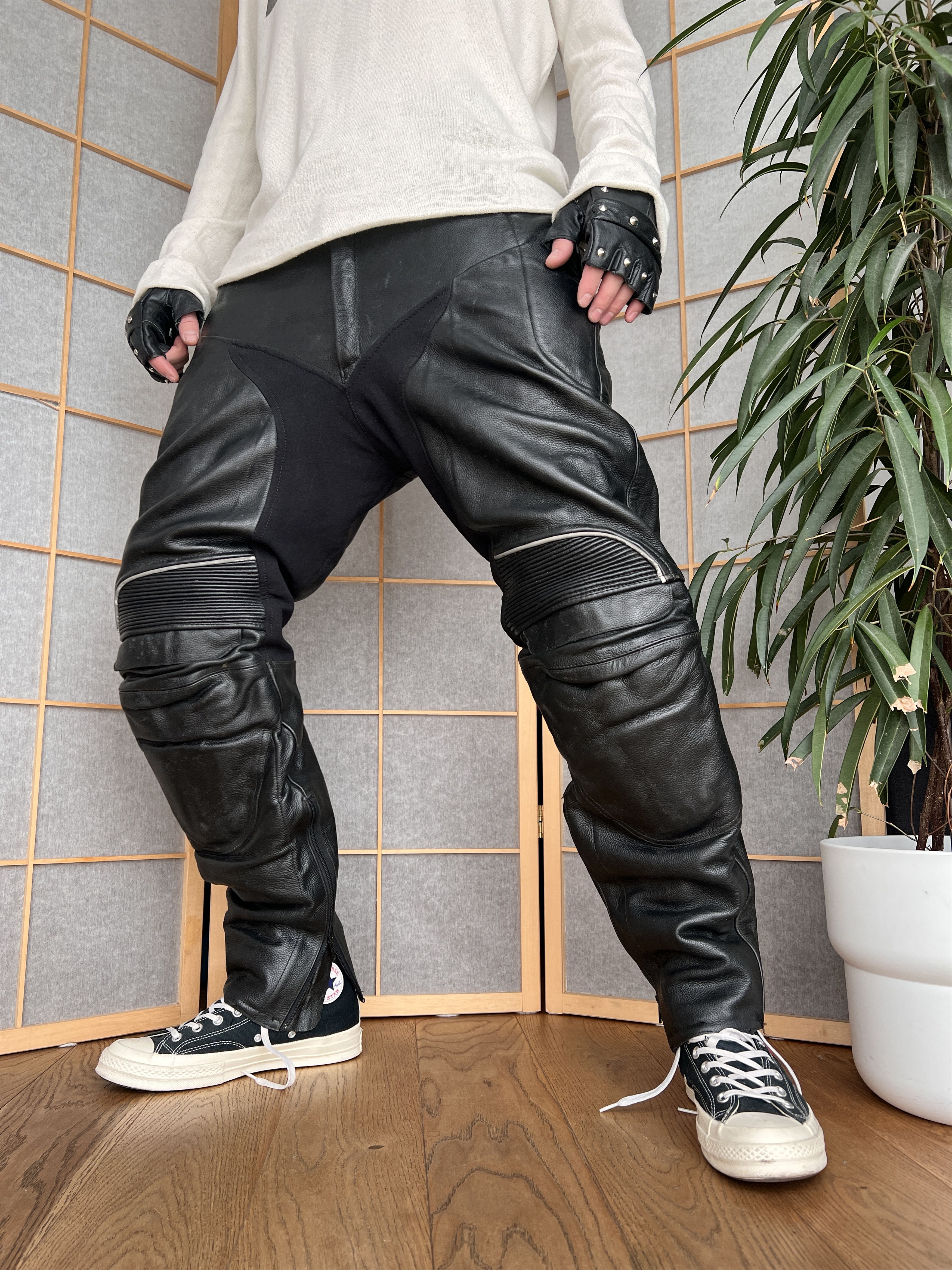 If Six Was Nine CRAZY! Racing leather vintage pants biker avant garde 2000s Size US 34 / EU 50 - 12 Thumbnail