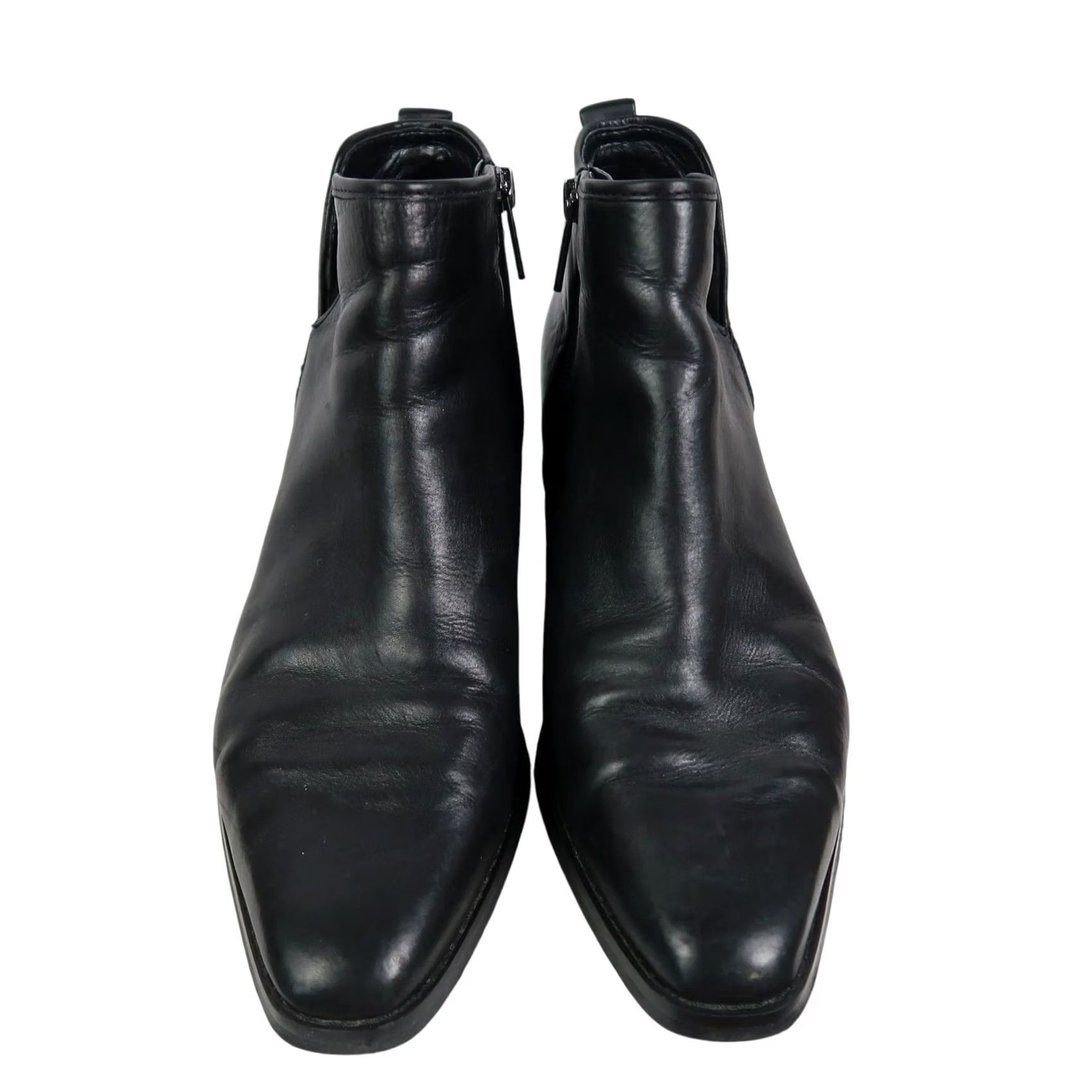 Franco Sarto Franco Sarto Sarto Black Leather Block Heel Ankle Boots Bootie Women 8.5 Leather Zip Low 1.5in Casual Fall Spring- Womens Size US 9 / IT 39 - 2 Thumbnail